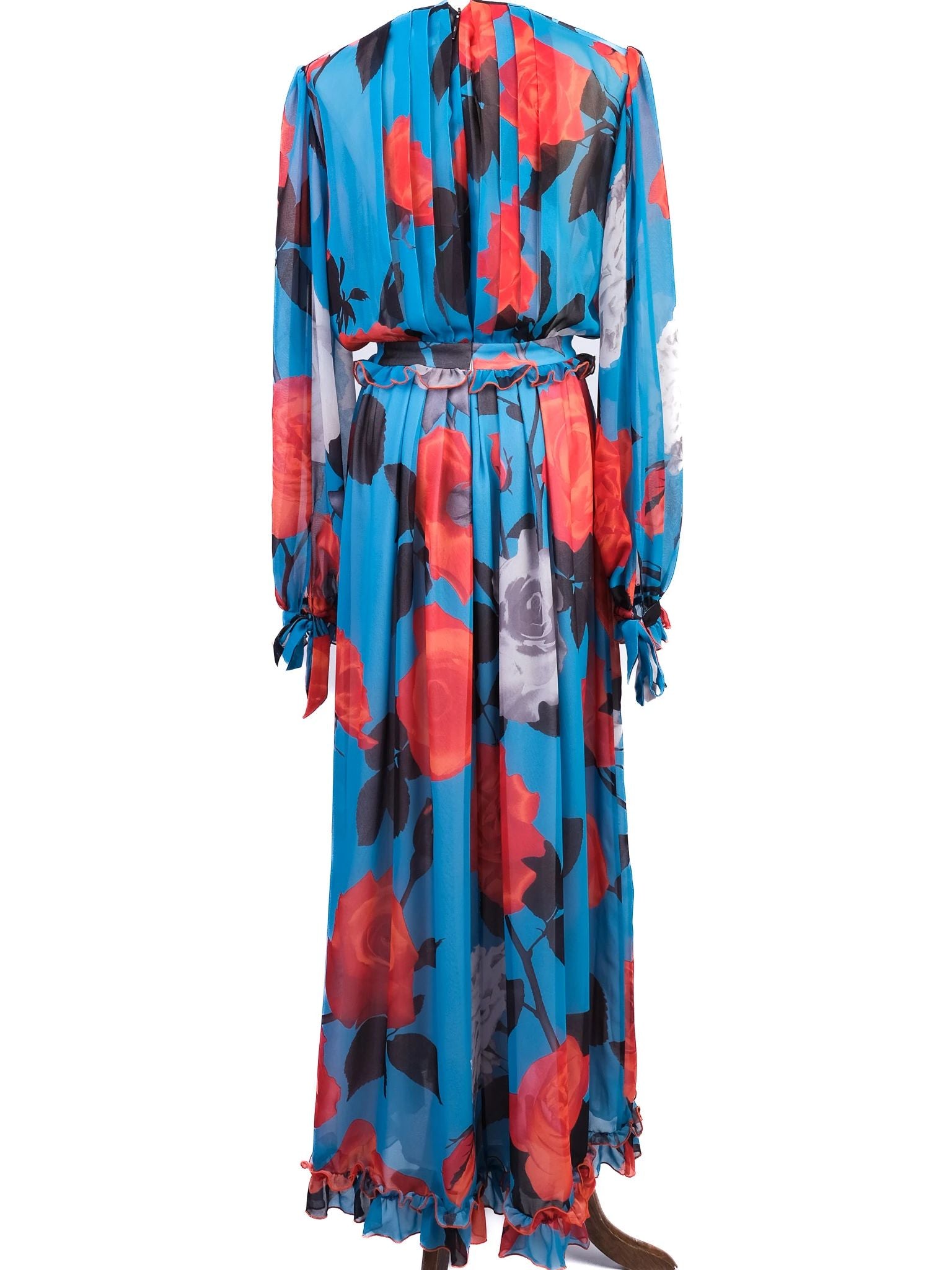 Excellent MSGM Floral Maxi Dress Blue Red White Polyester Women