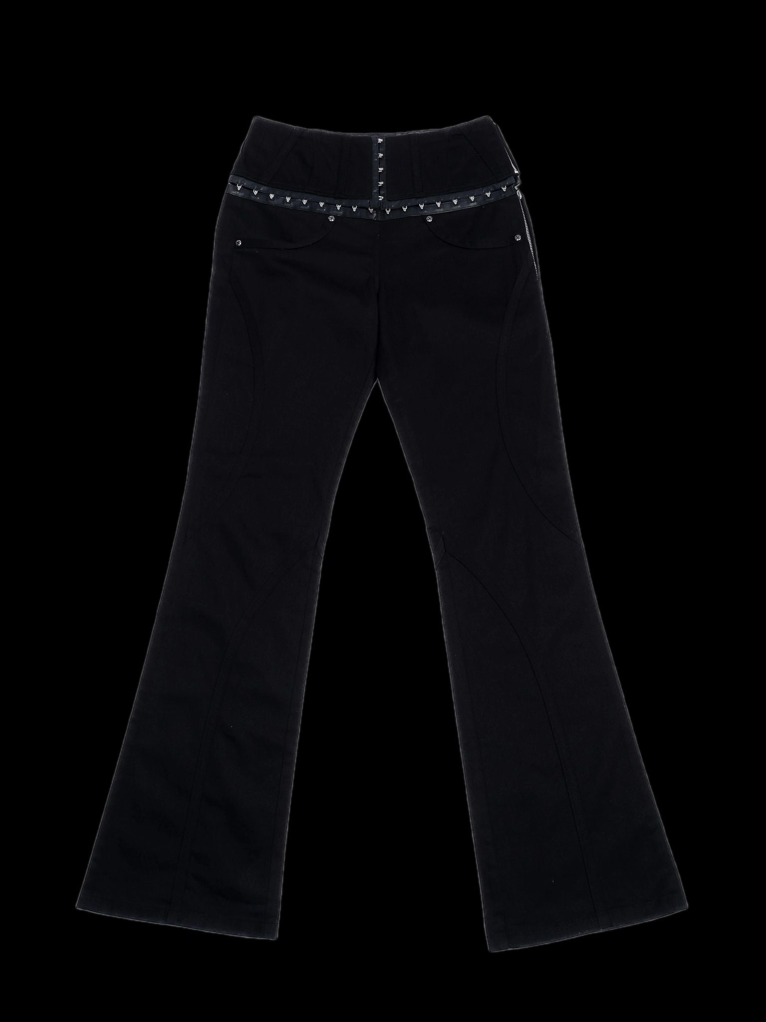 Excellent Exte Black Flared Pants with Decorative Elements WomenÕs Size