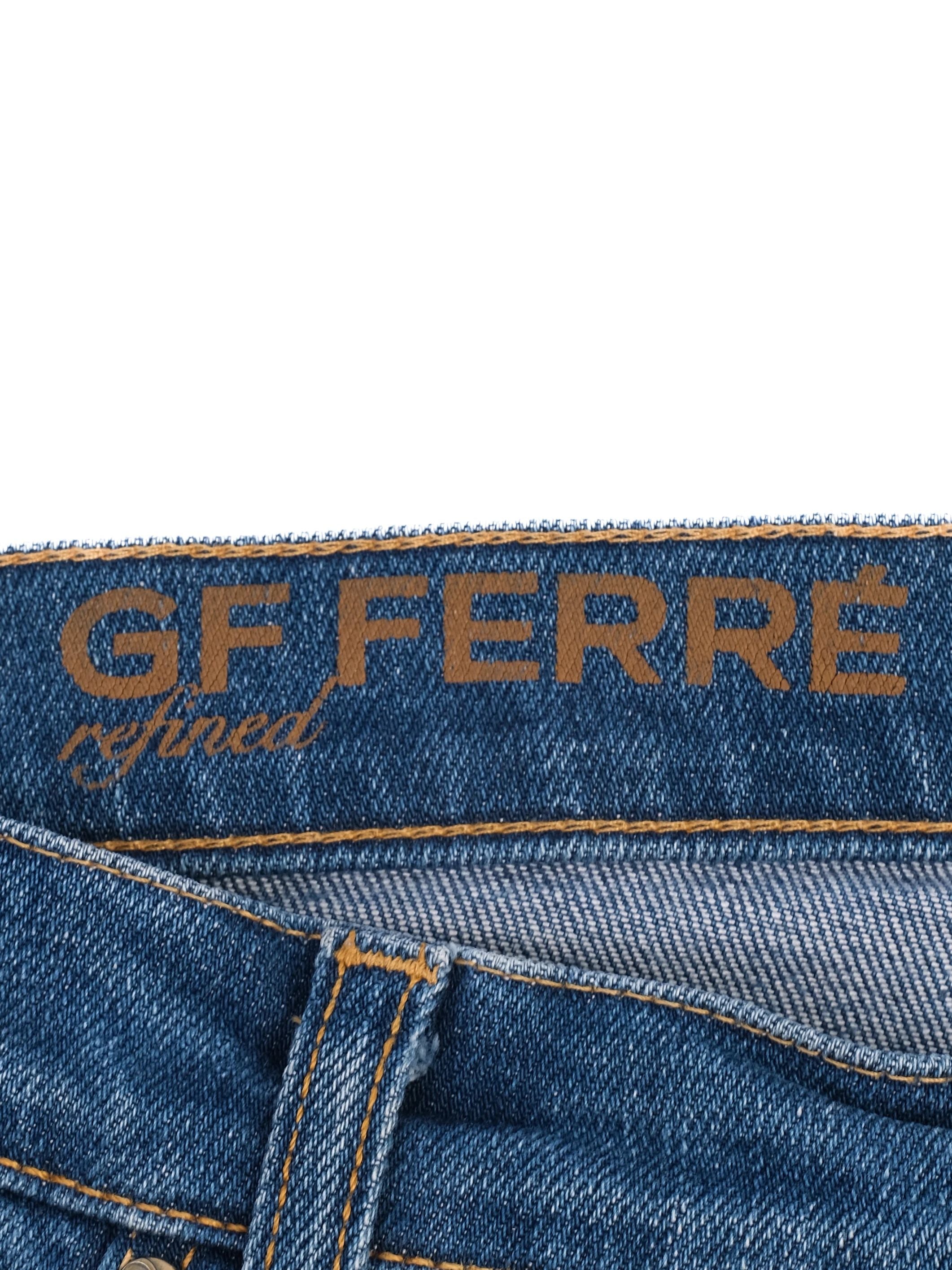 Excellent GF Ferre Blue Cotton Denim Jeans Size XL for Women