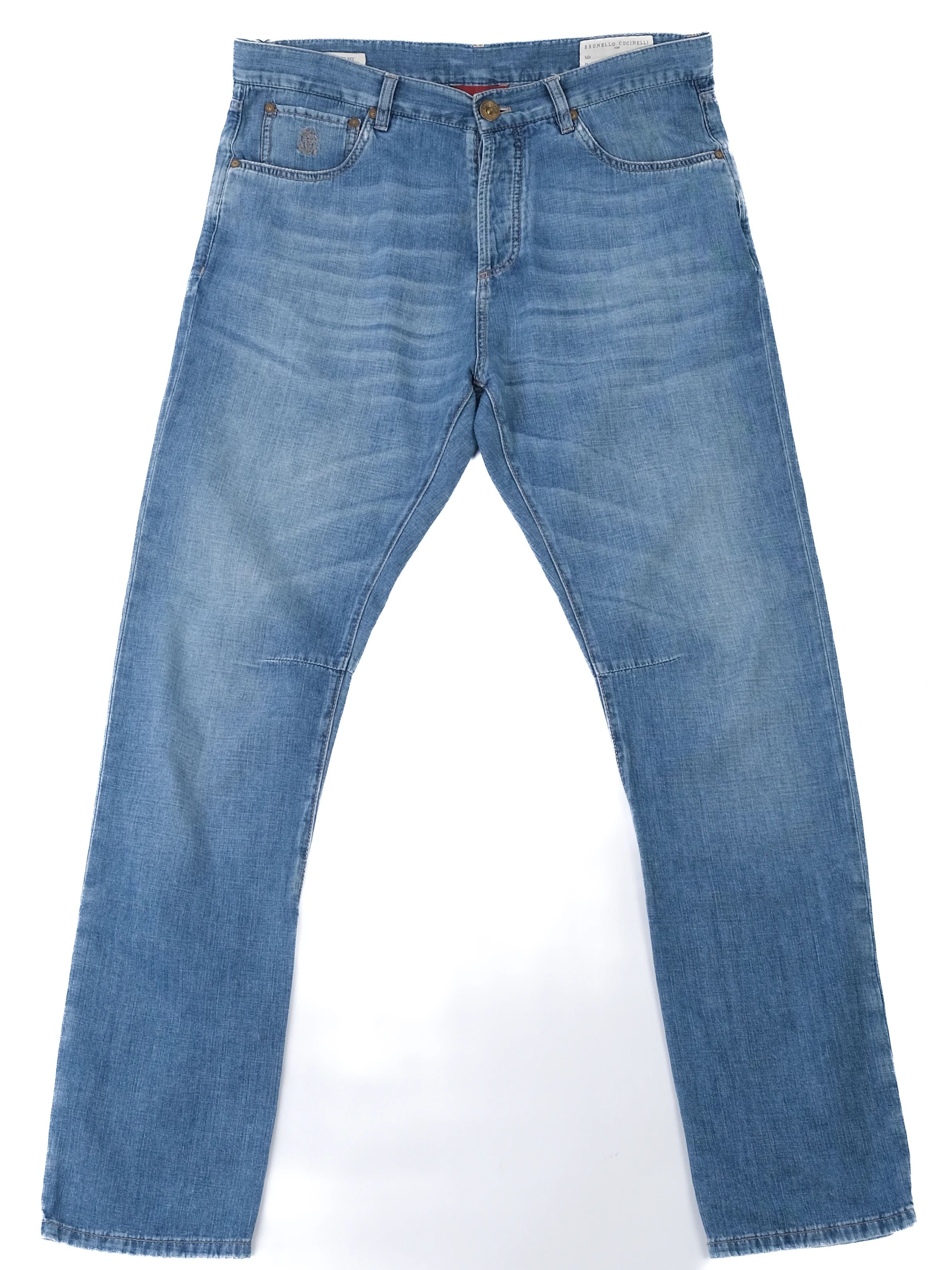 Excellent Brunello Cucinelli Blue Cotton Jeans Leisure Fit Size L