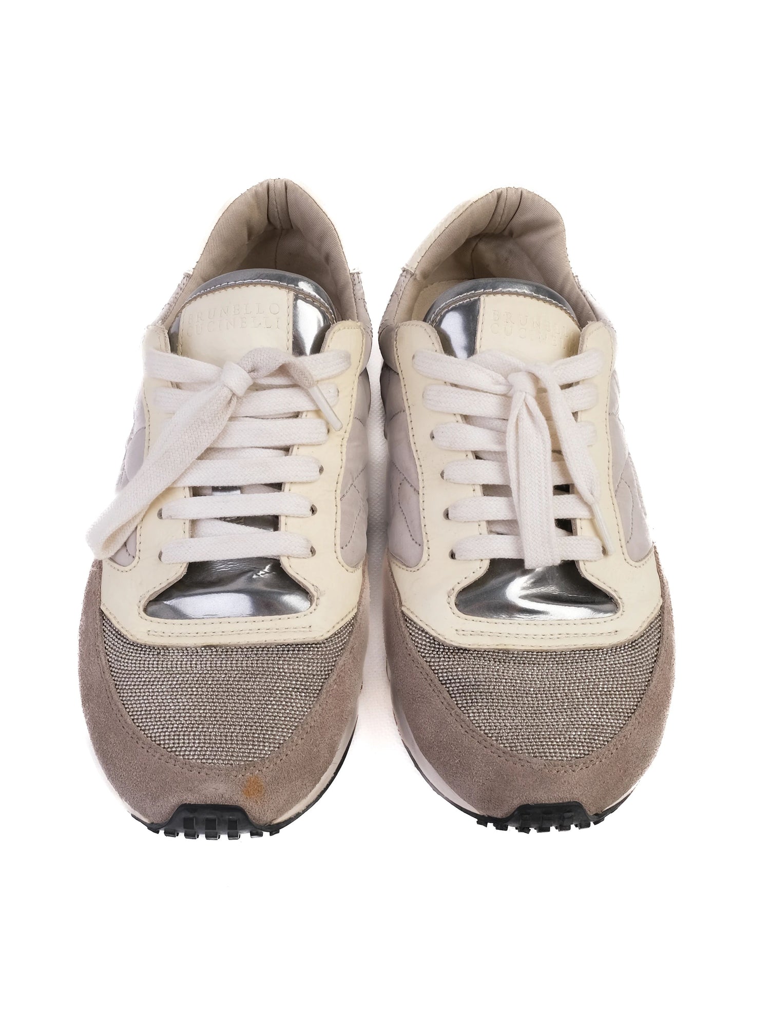 Excellent Brunello Cucinelli Gray Leather Sneakers Size 39