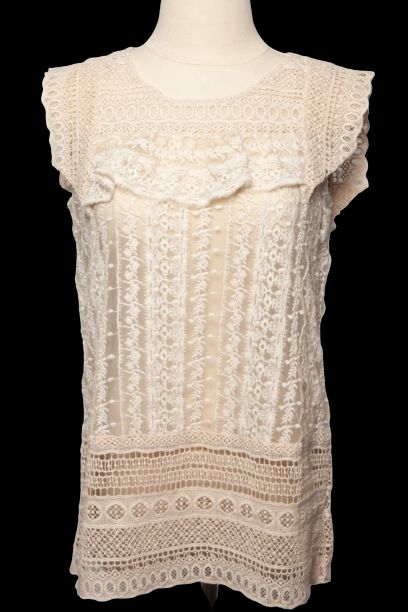 Good TWINSET White Sleeveless Lace Top Size XXS Women&
