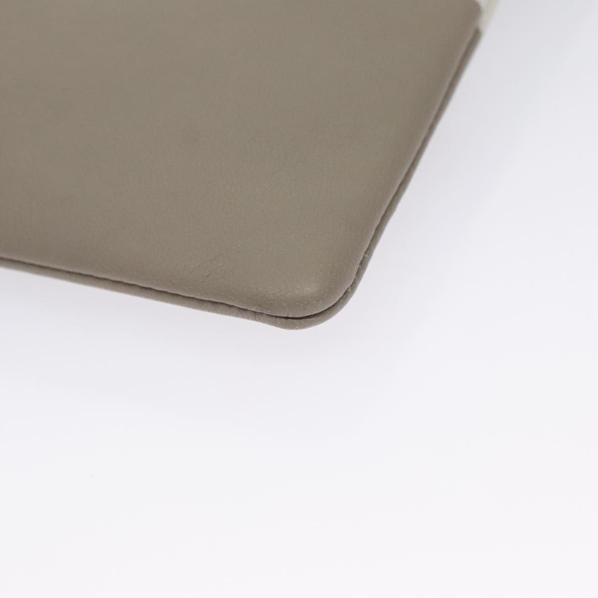 Celine Clutch Bag Leather Gray White Auth