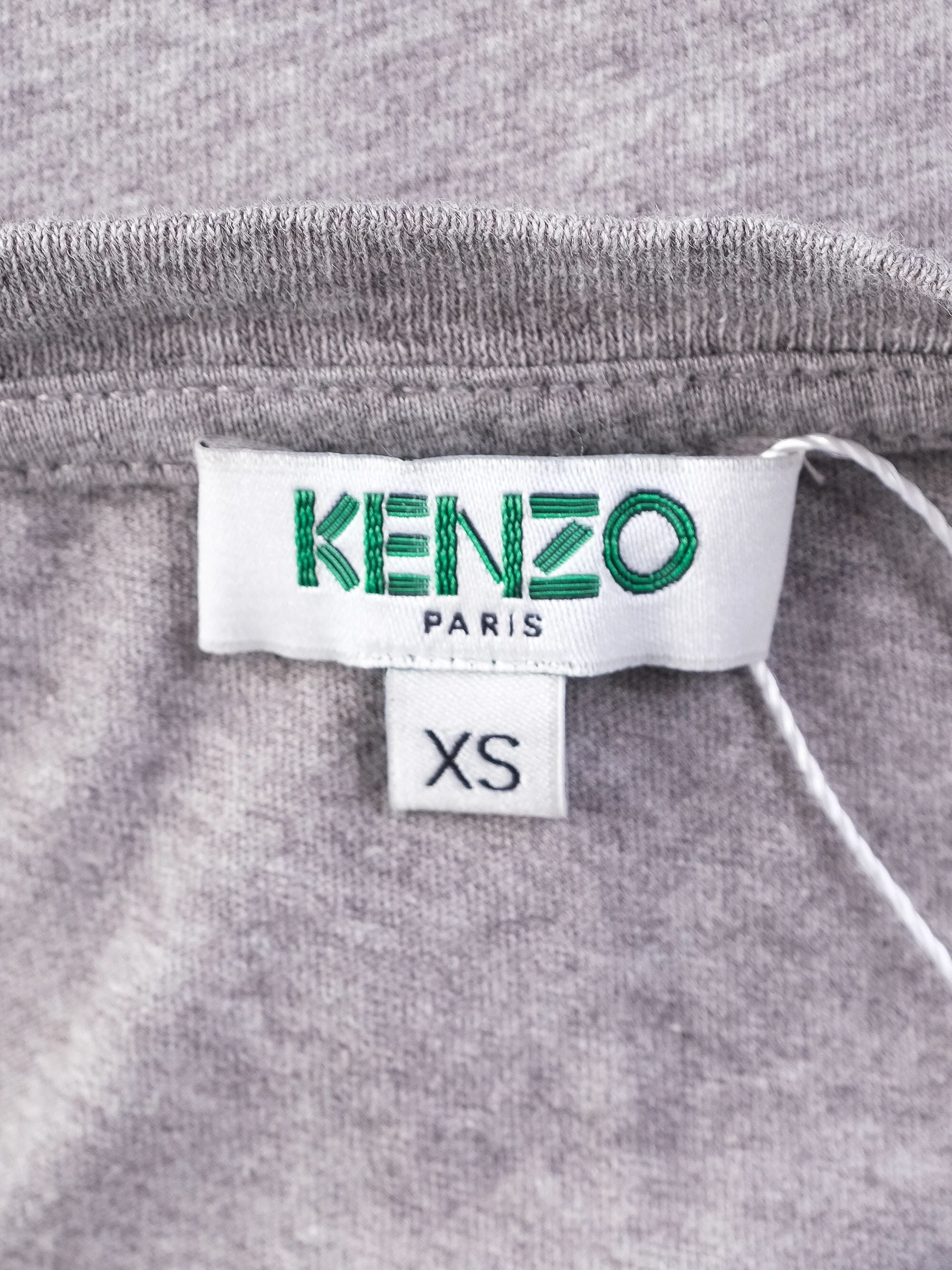 Kenzo Gray Cotton T-Shirt with Tiger Graphic Size XS Excellent