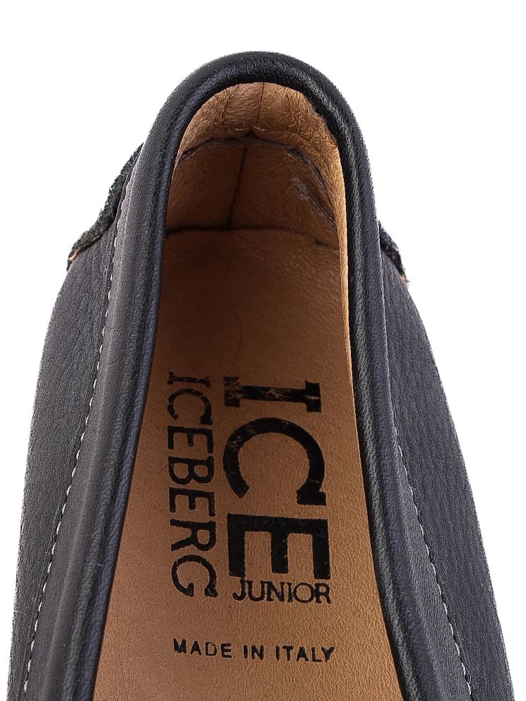 Perfect Iceberg Junior Black Leather Loafers Size 33 for Kids