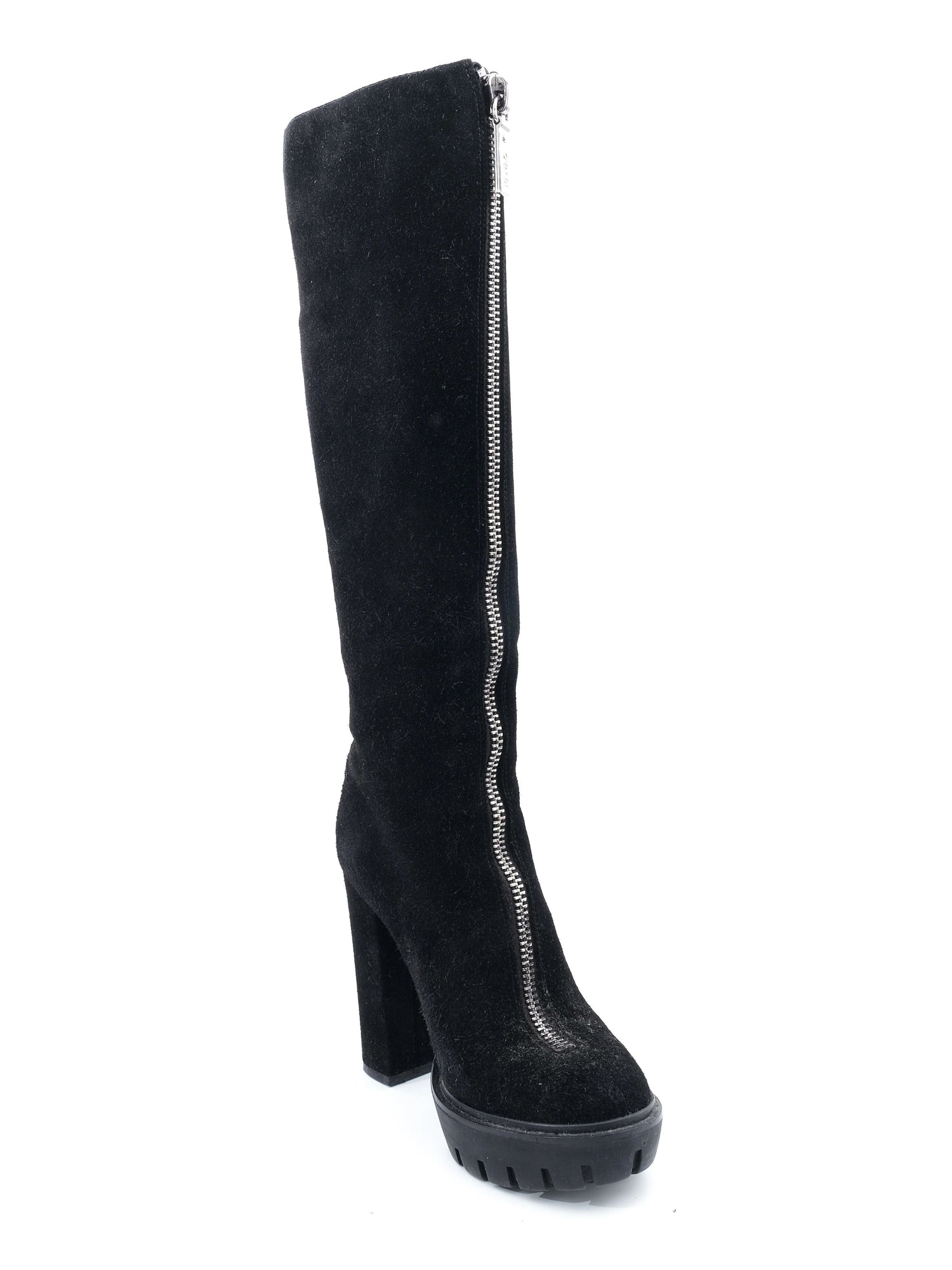 Perfect Kenzo Black Leather Knee-High Boots Size 36 with Block Heels
