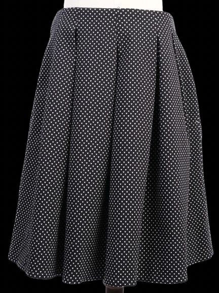 Excellent Marella Black Pleated Skirt M with White Pattern