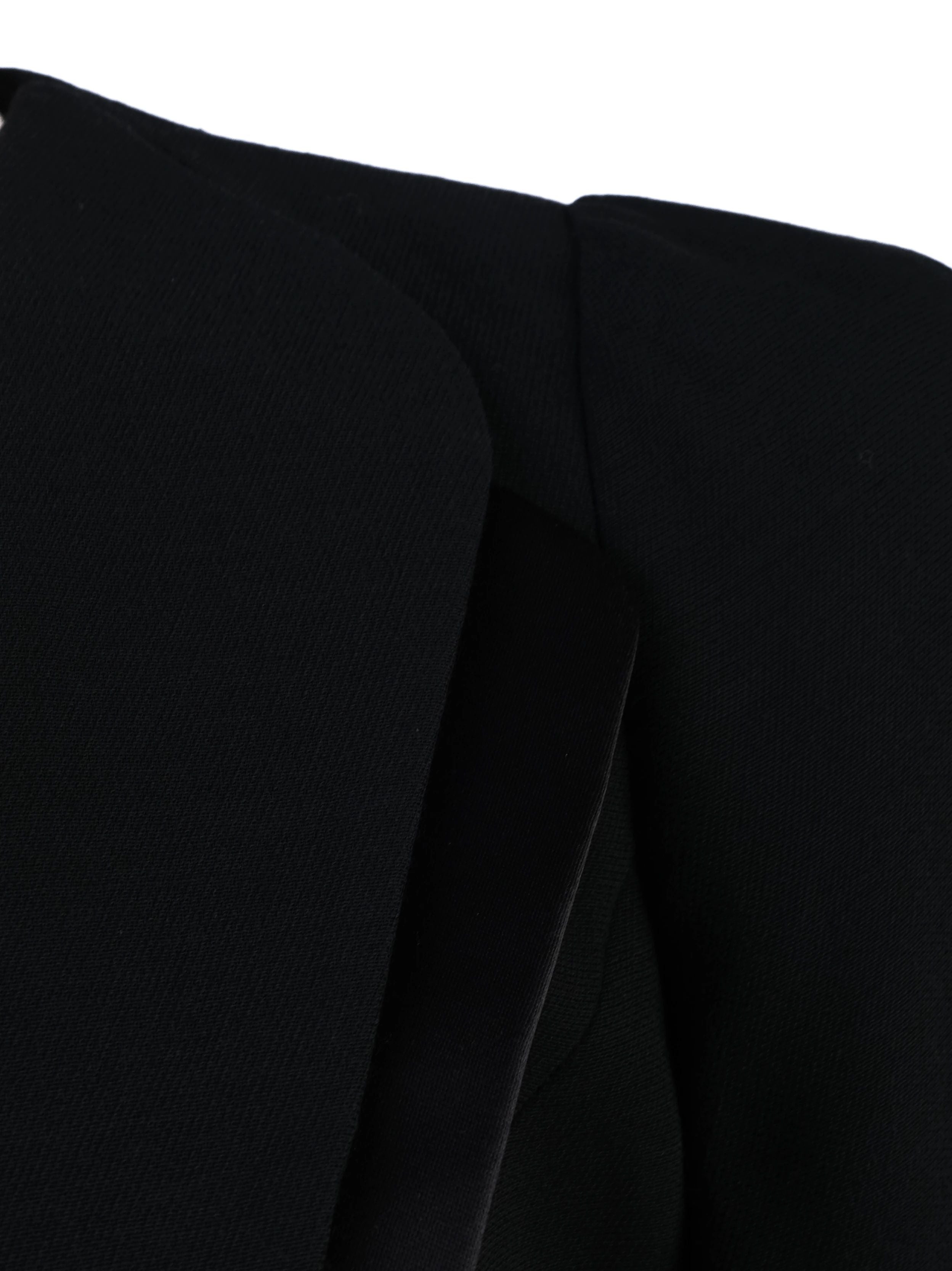 Excellent Elisabetta Franchi Black Wool Blazer Size M Peplum Detail