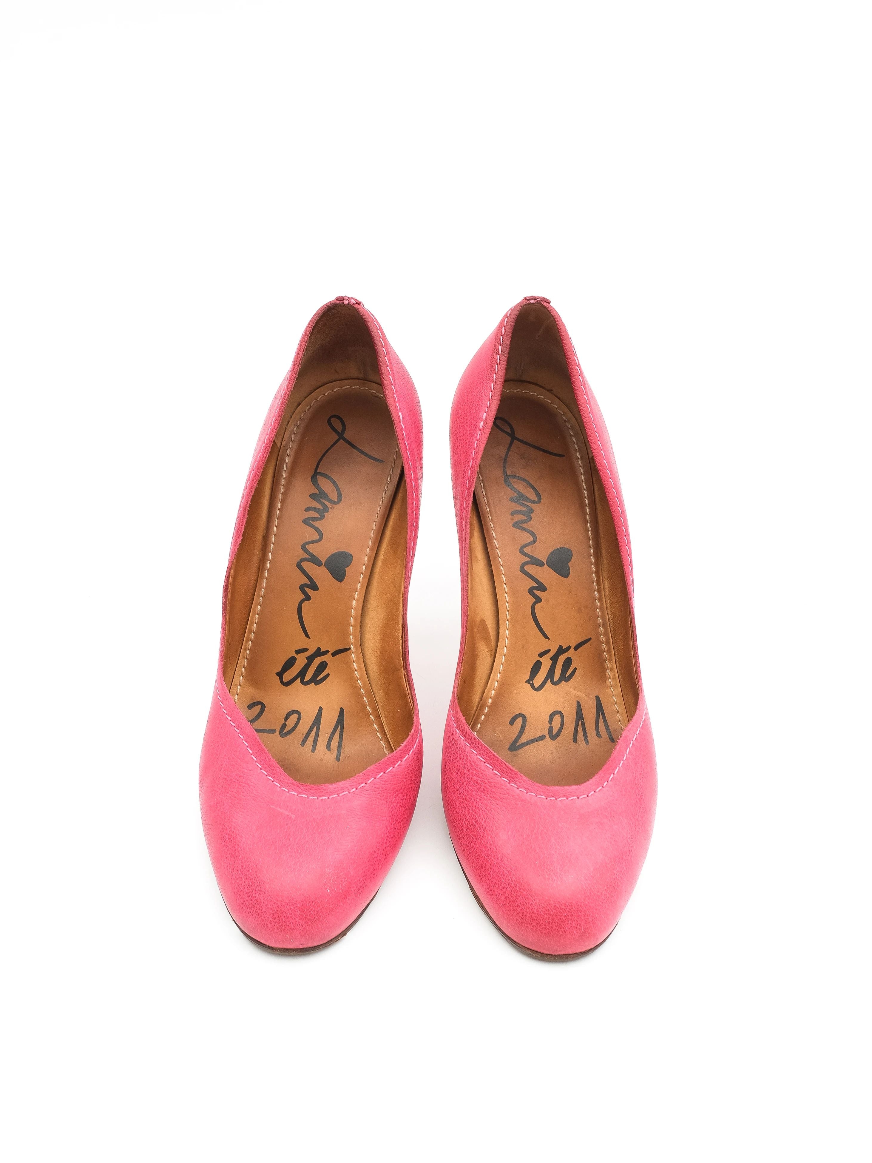 Excellent Lanvin Pink High-Heeled Leather Shoes Size 38