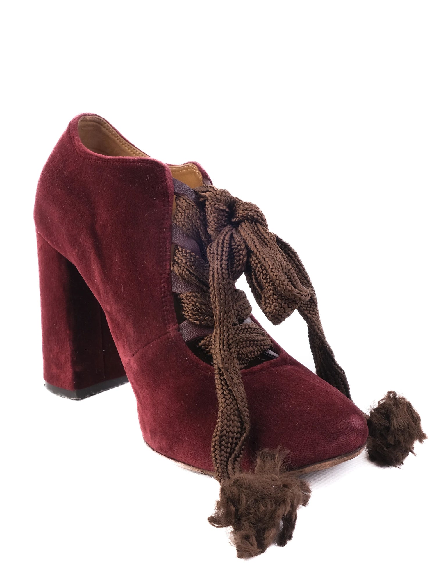 Excellent Chloe Red Suede High-Heeled Shoes Size 35