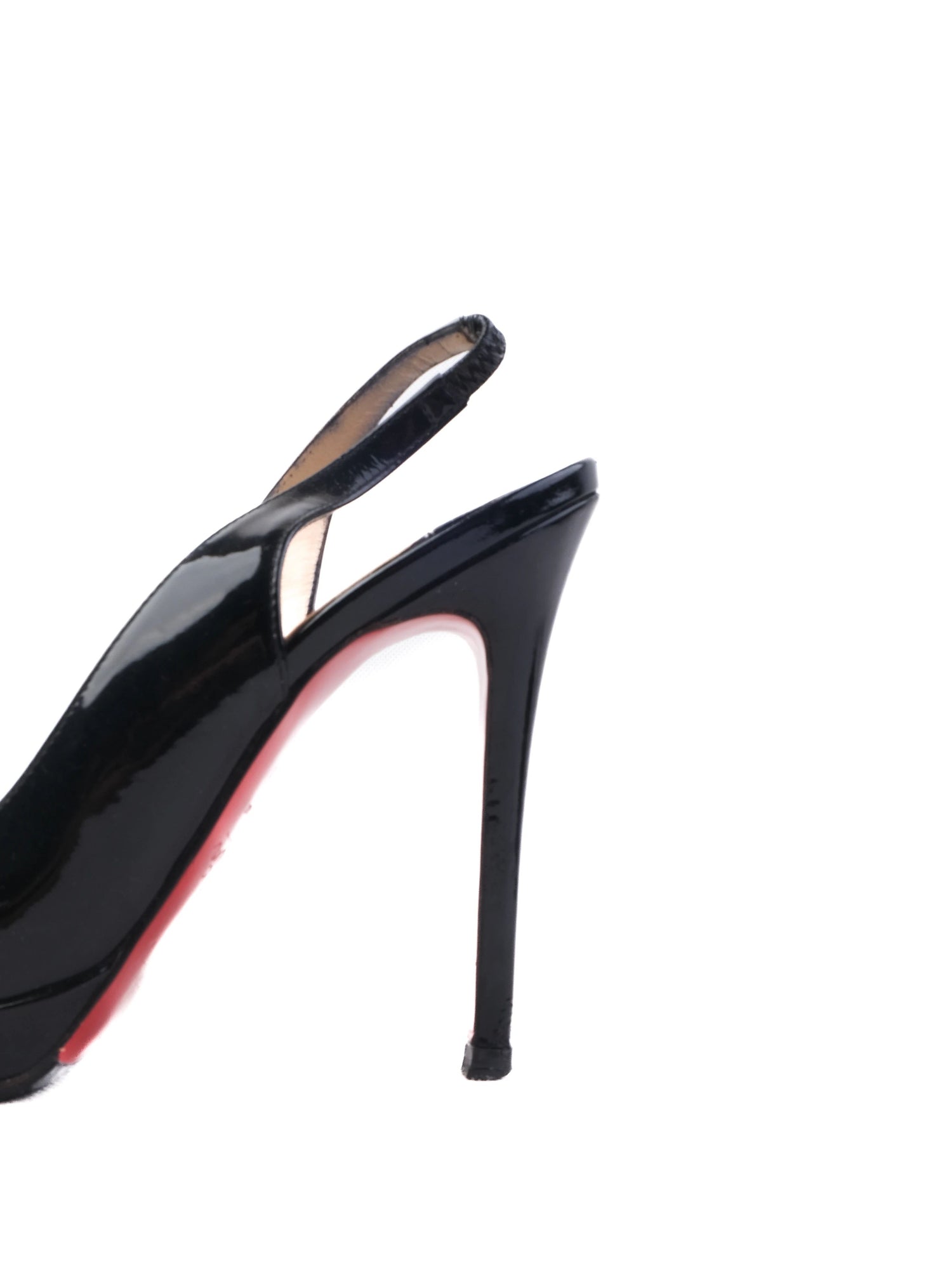 Good Condition Christian Louboutin Black Leather Slingback Size 38