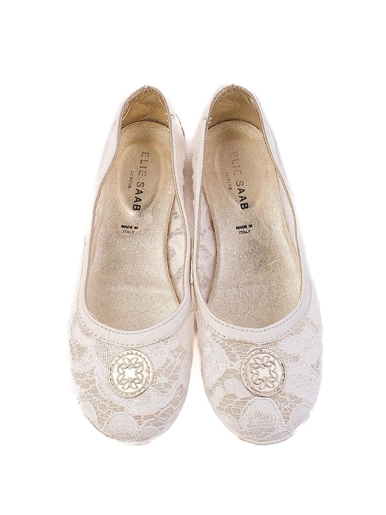 EXCELLENT Elie Saab White Lace Flats for Kids Size 31