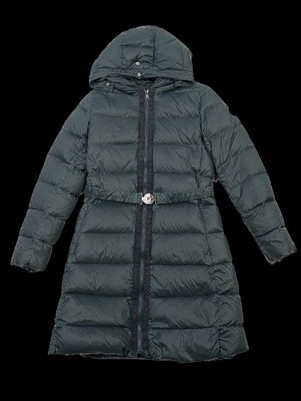 Excellent Moncler Dark Green Padded Coat with Hood Size 12 for Kids