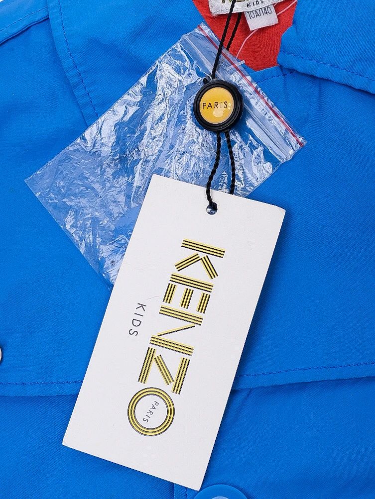 NEW Kenzo Kids Blue Cotton Coat Size 10 with Embroidered Logo