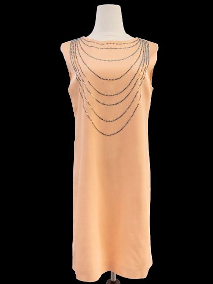 Good Moschino White Sleeveless Dress Size M with Chain Embellishments
