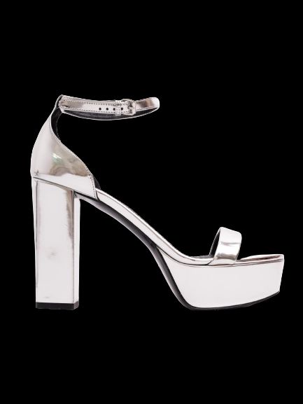 Average Stella McCartney Gray Lacquer High-Heeled Platform Shoes Size 38