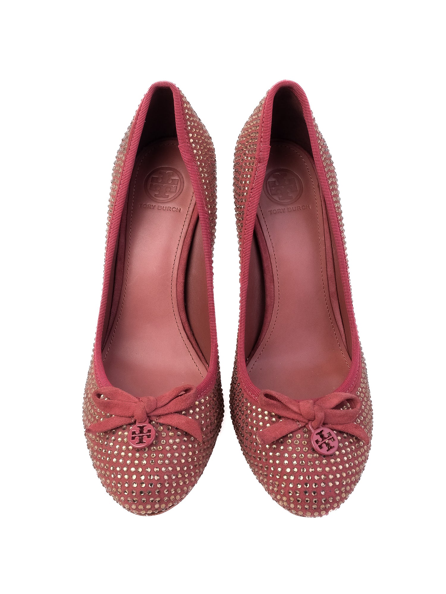 Excellent Tory Burch Red High-Heeled Shoes Size 38 Leather