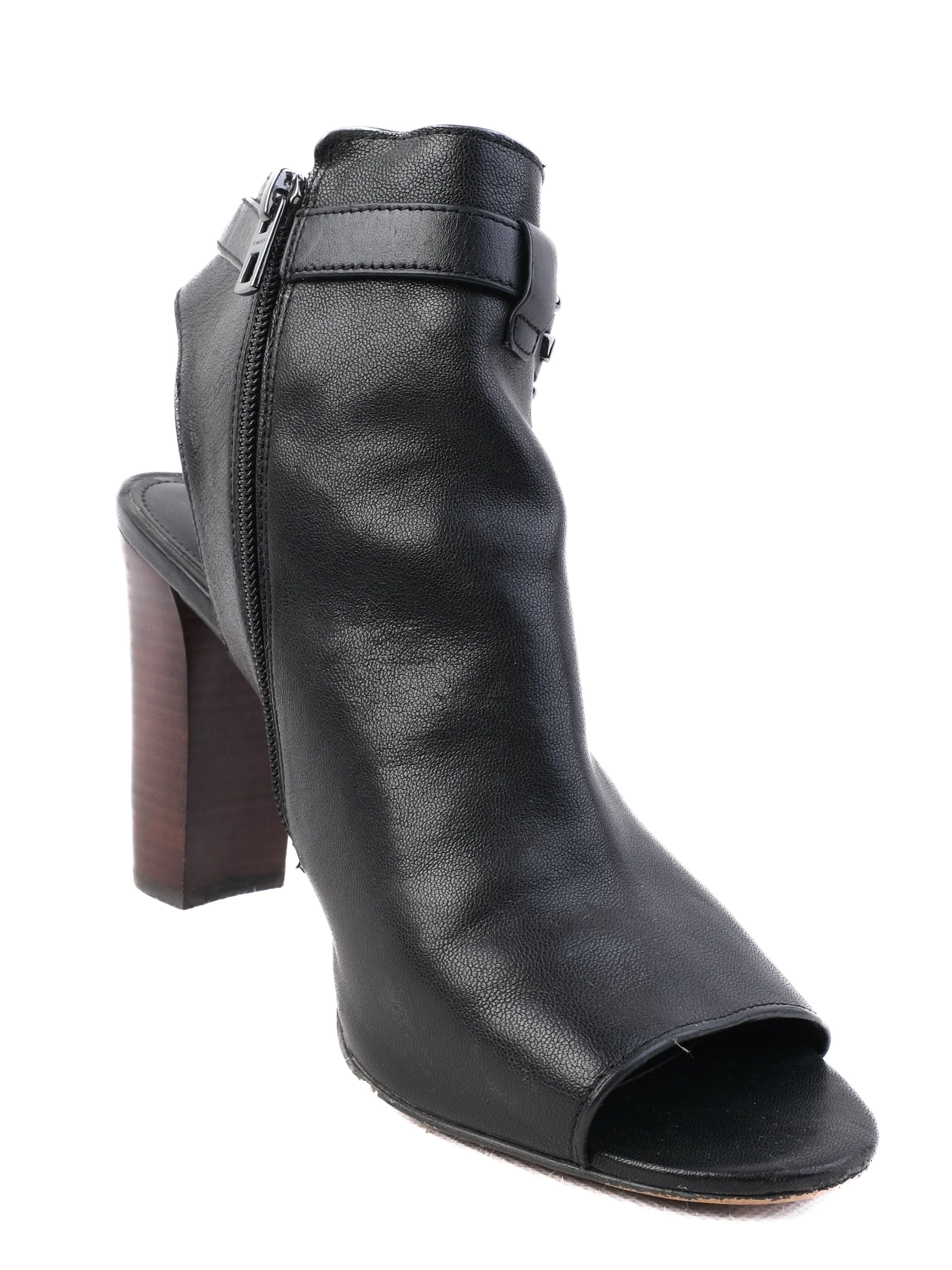Excellent Coach Black Leather Chunky Heeled Peep Toe Shoes Size 40