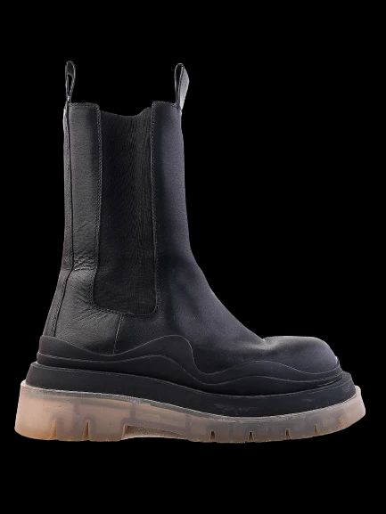 Excellent Bottega Veneta Black Leather Chelsea Boots Size 38