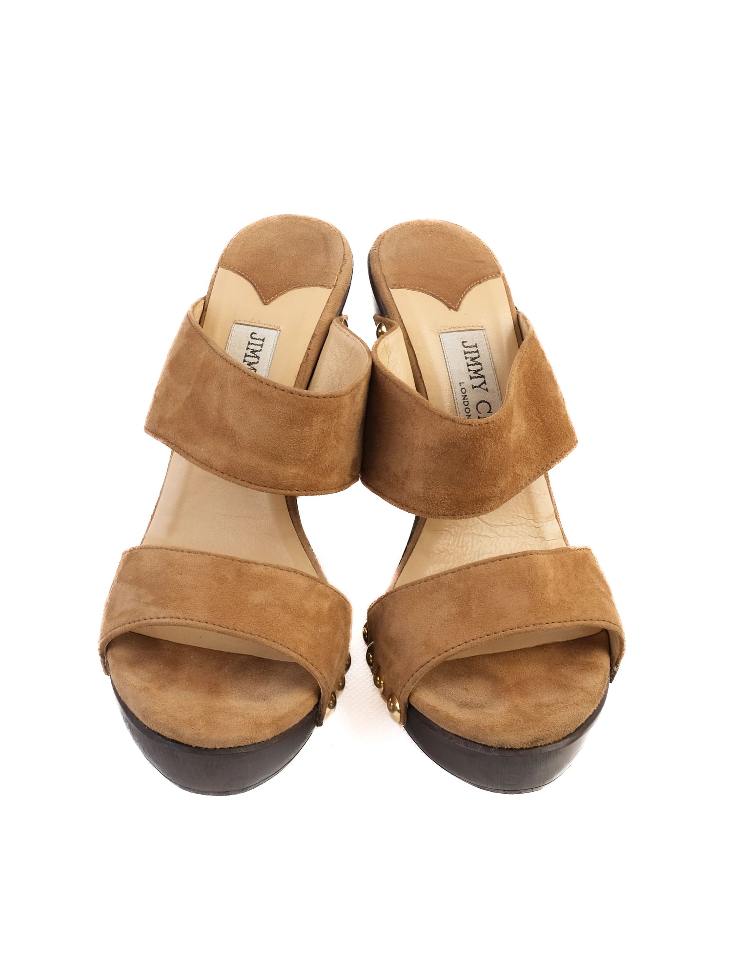 Excellent Jimmy Choo Orange Leather High-Heeled Platform Sandals Size 37