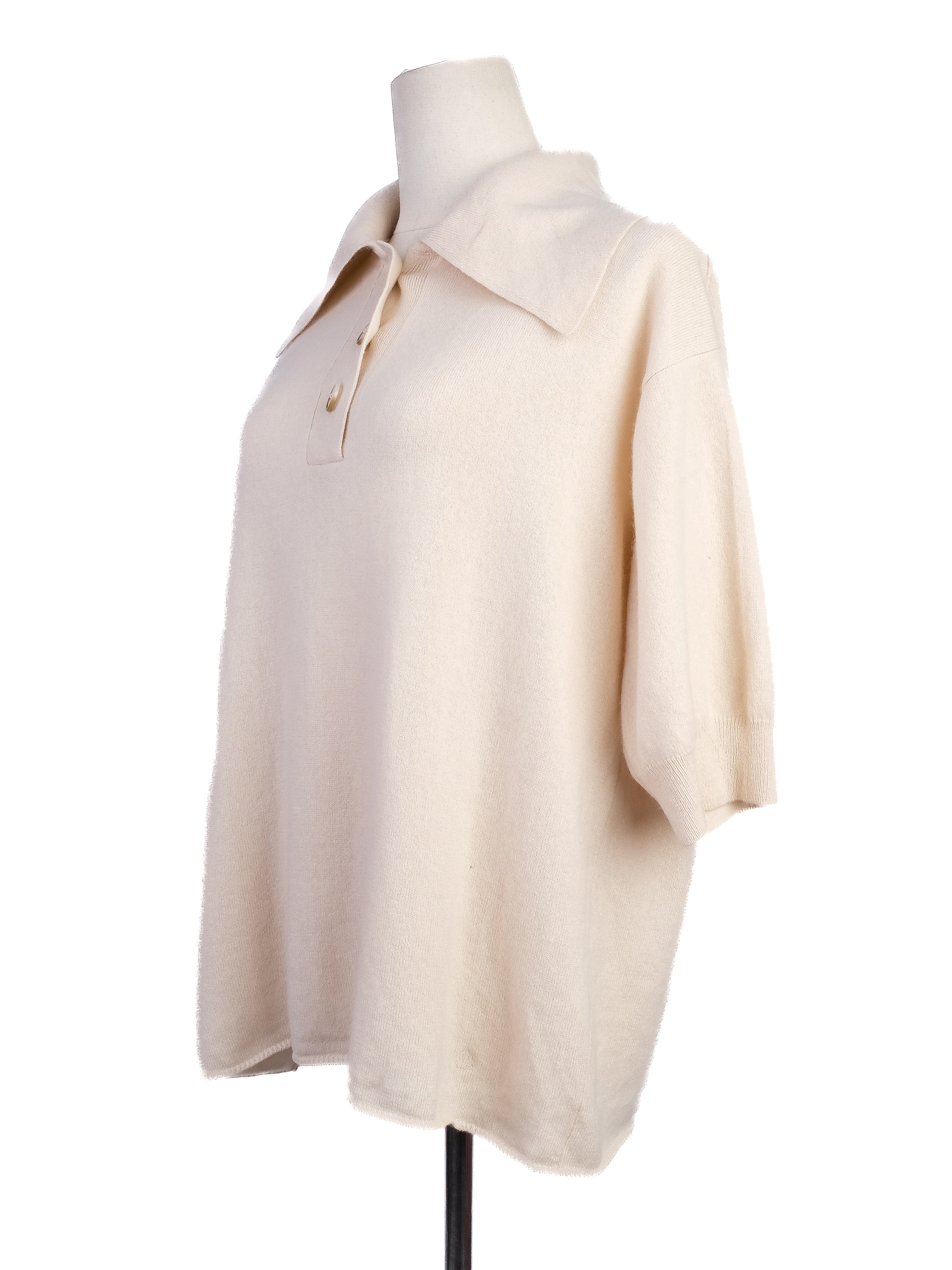 Excellent Loulou Studio White Cashmere Sweater Short Sleeve