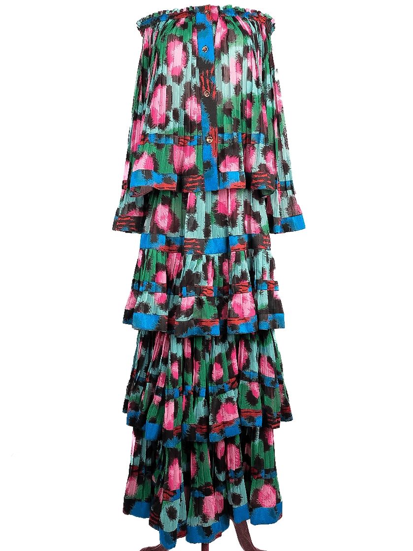 Excellent Kenzo & H&M Green Pleated Outfit Size M