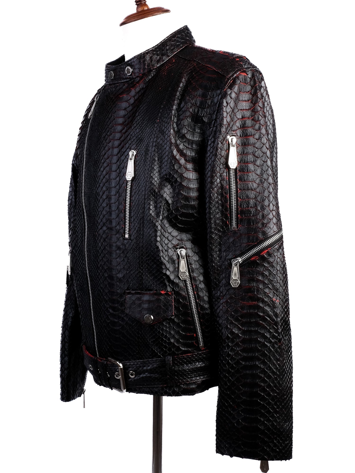 Perfect Phillipp Plein Black Textured Leather Jacket Size XL