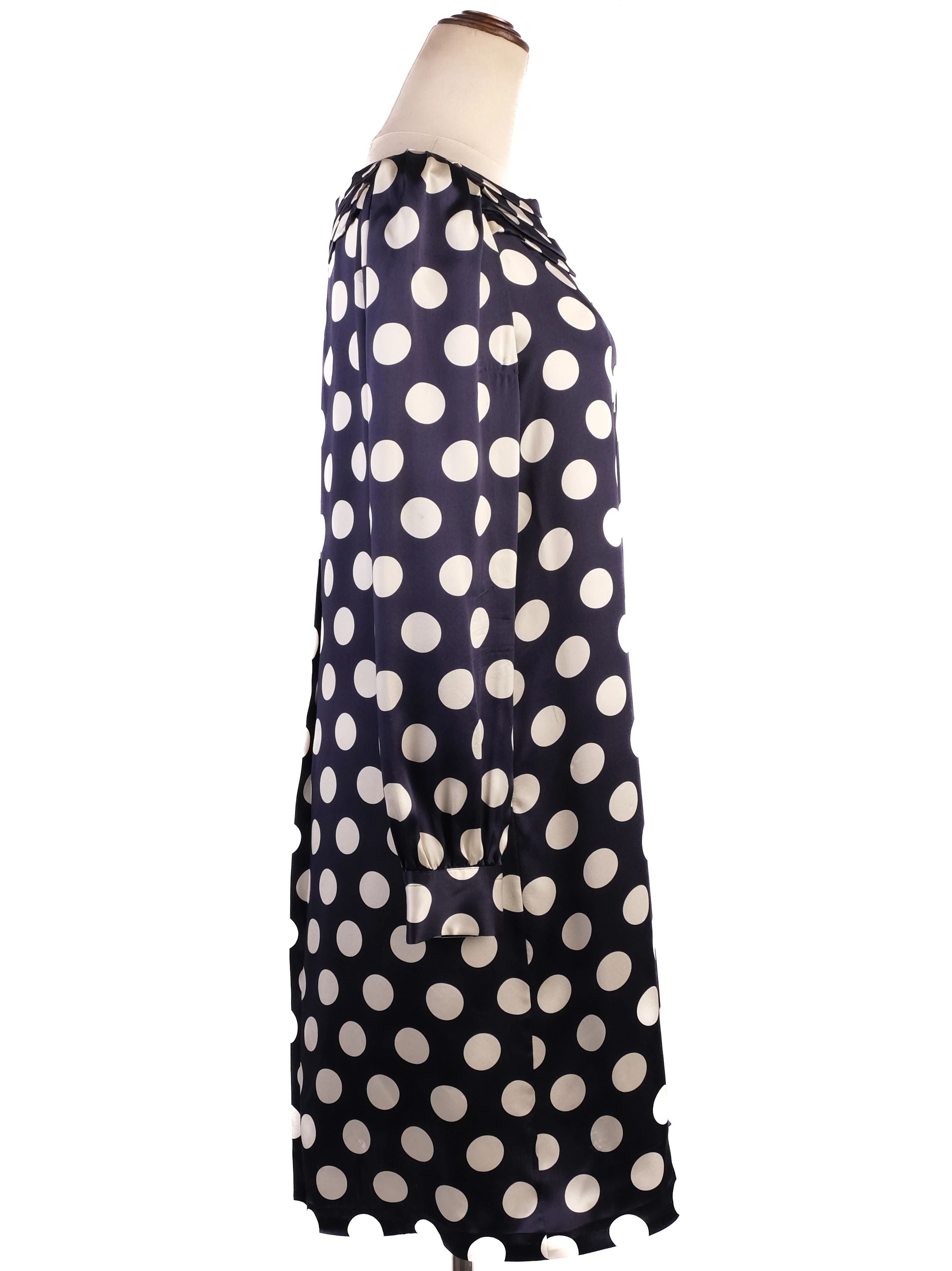 Excellent Moschino Silk Dress Navy White Polka Dots Size N/A