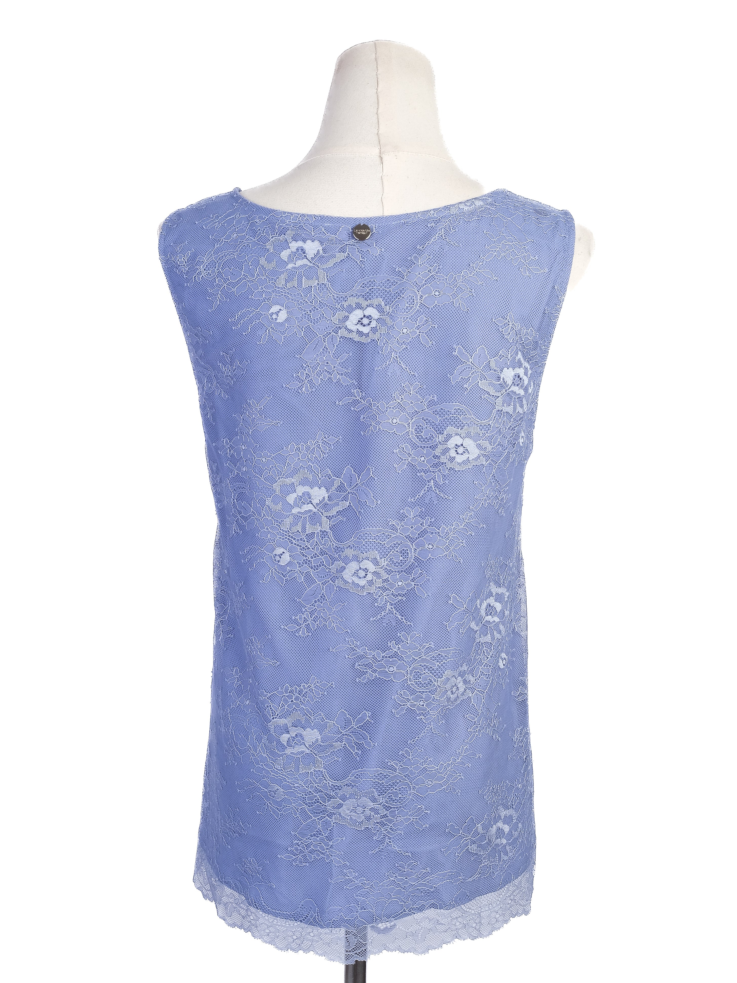 Excellent TWINSET Sleeveless Blue Lace Top Size S Floral V-Neck