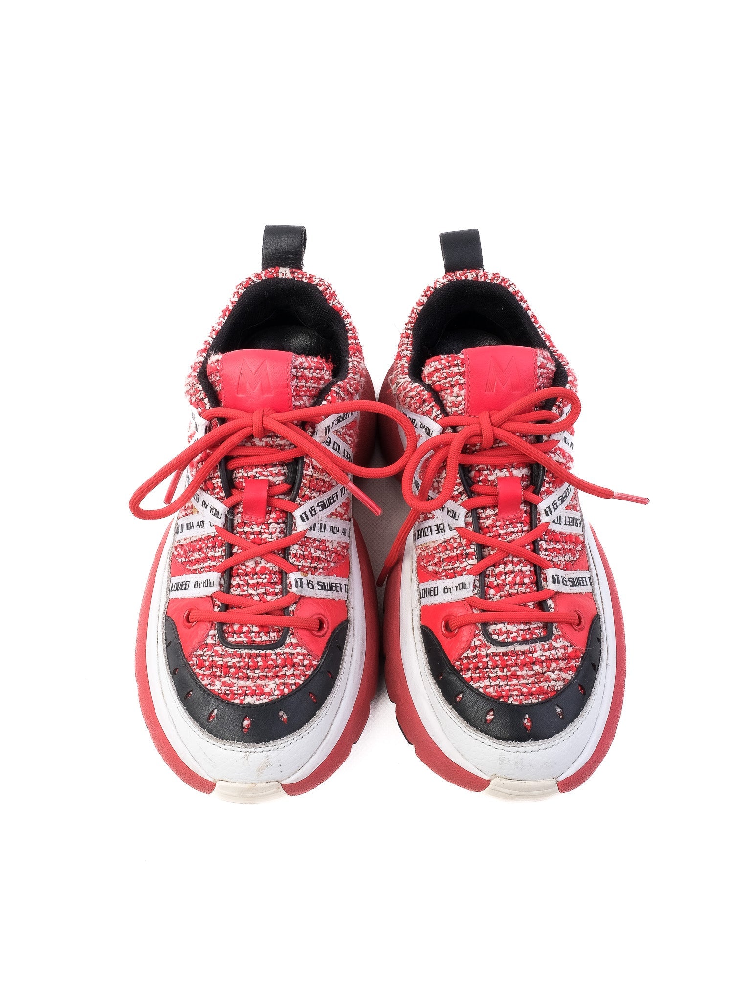 Excellent Maje Red and White Chunky Sneakers Women&