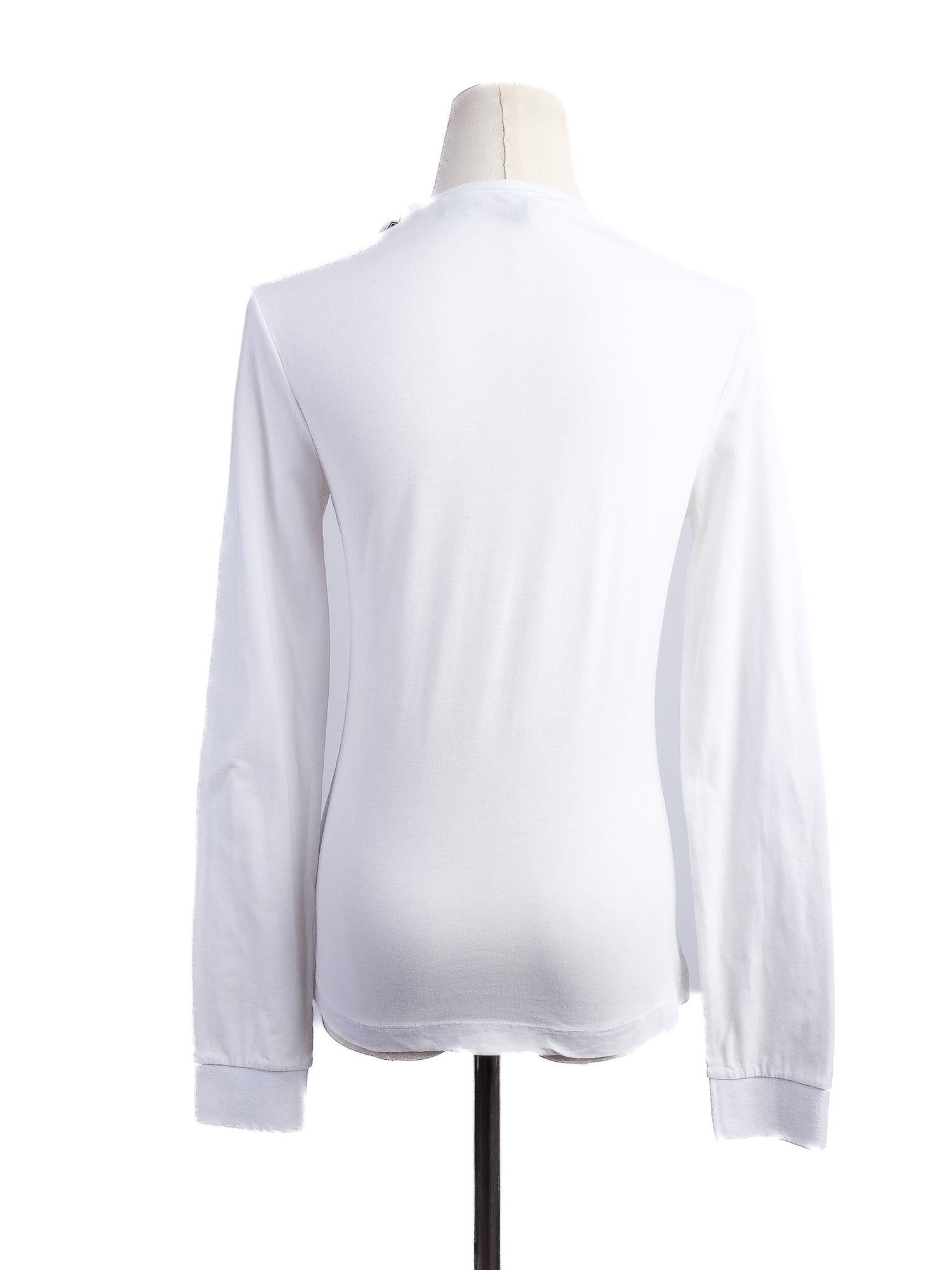 Excellent Moschino White Long Sleeve Shirt XS Gold Sequins LOVE