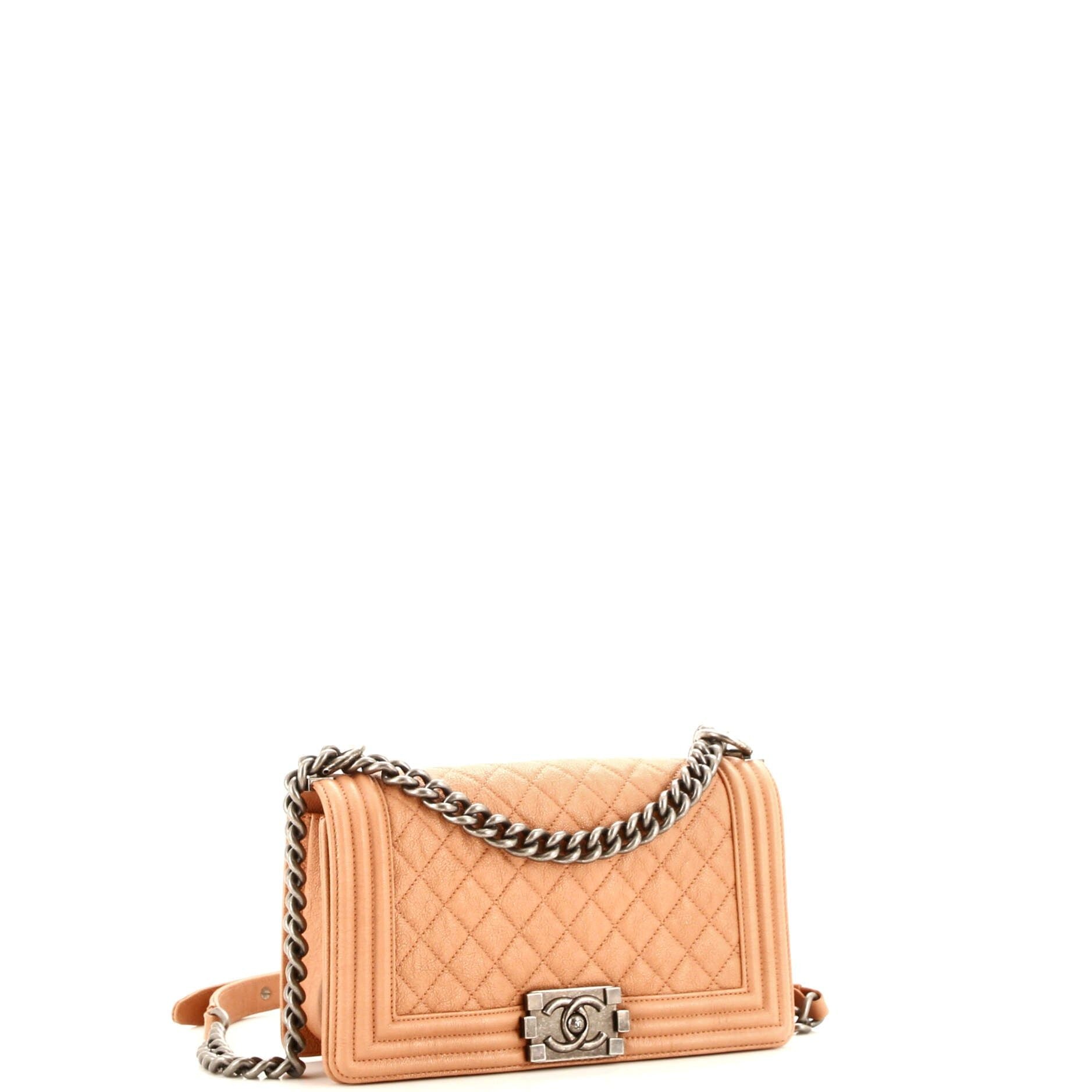 Chanel Boy Flap Bag Quilted Caviar Old Medium