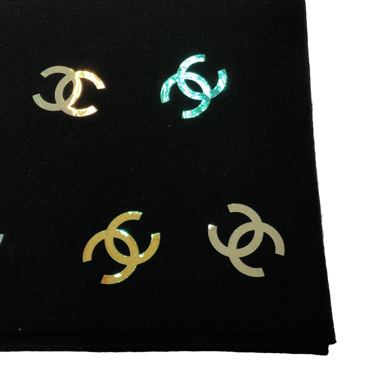 Chanel Black Coco Mark Scarf Scarf Cashmere