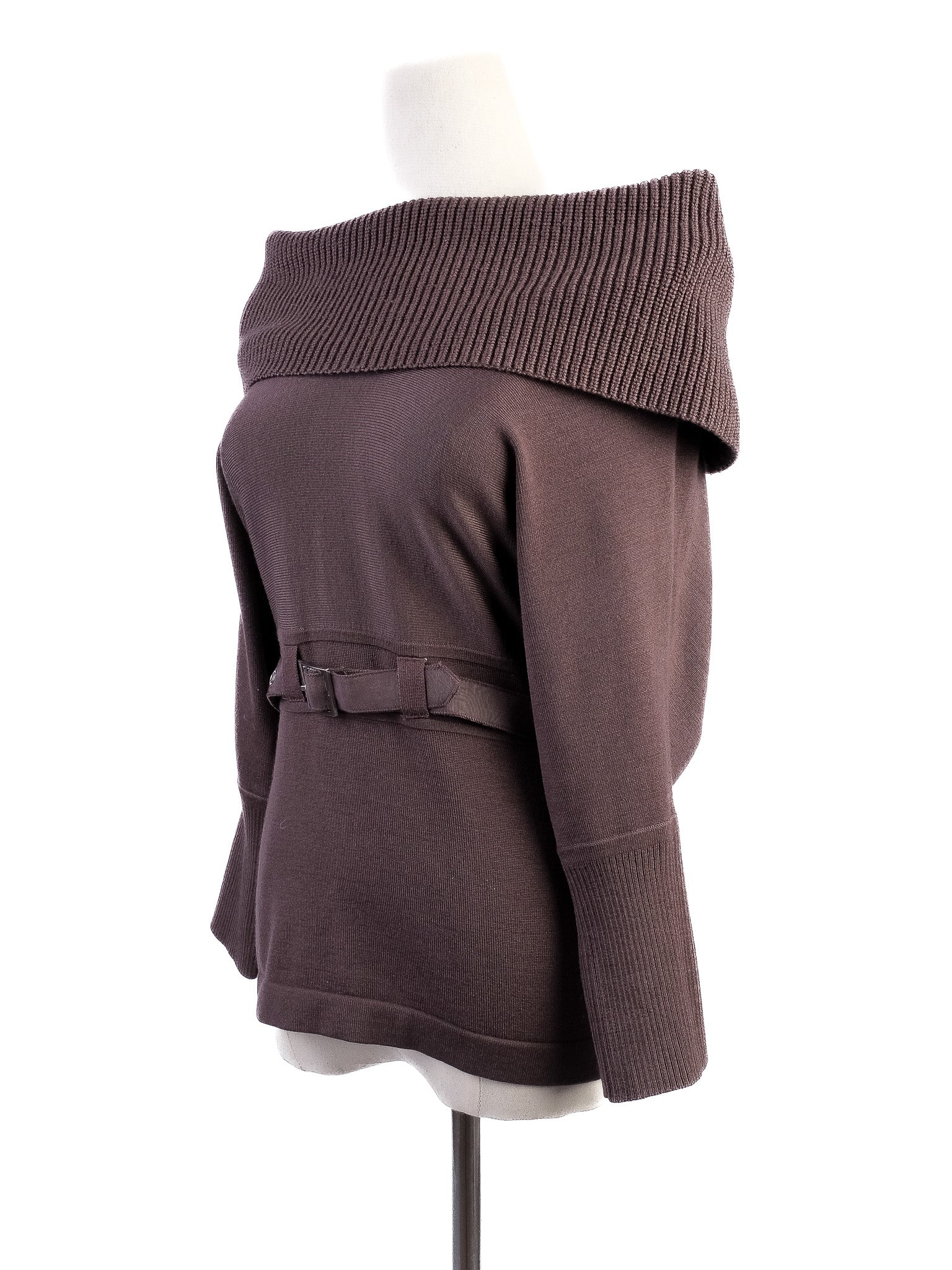 Excellent Karen Millen Orange Wool Sweater Size XS Off-Shoulder