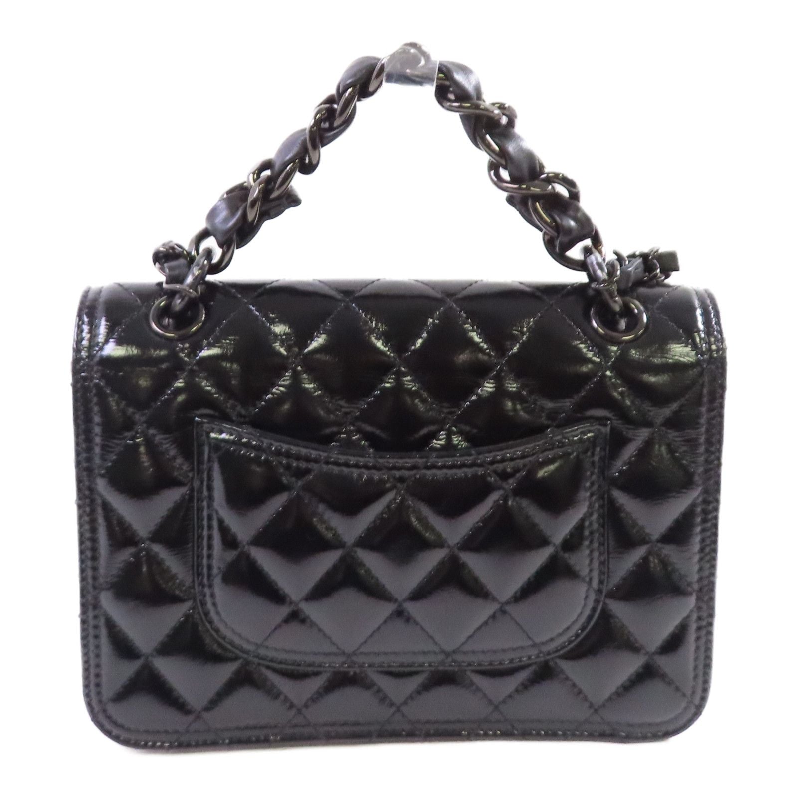 Chanel Black Cowhide Leather Mini Flat Chain Shoulder Bag Hand-handed Shoulder Bag 2way Shoulder Bag Calfskin (cow