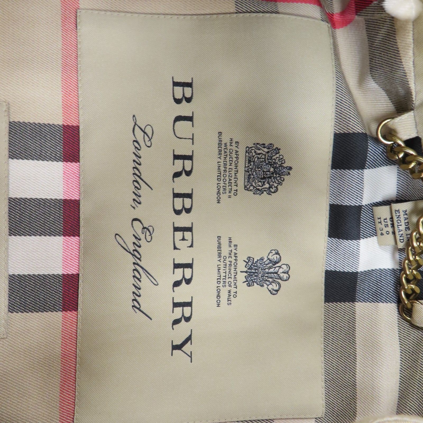 Burberry Windbreaker Coat Cotton Khaki 34