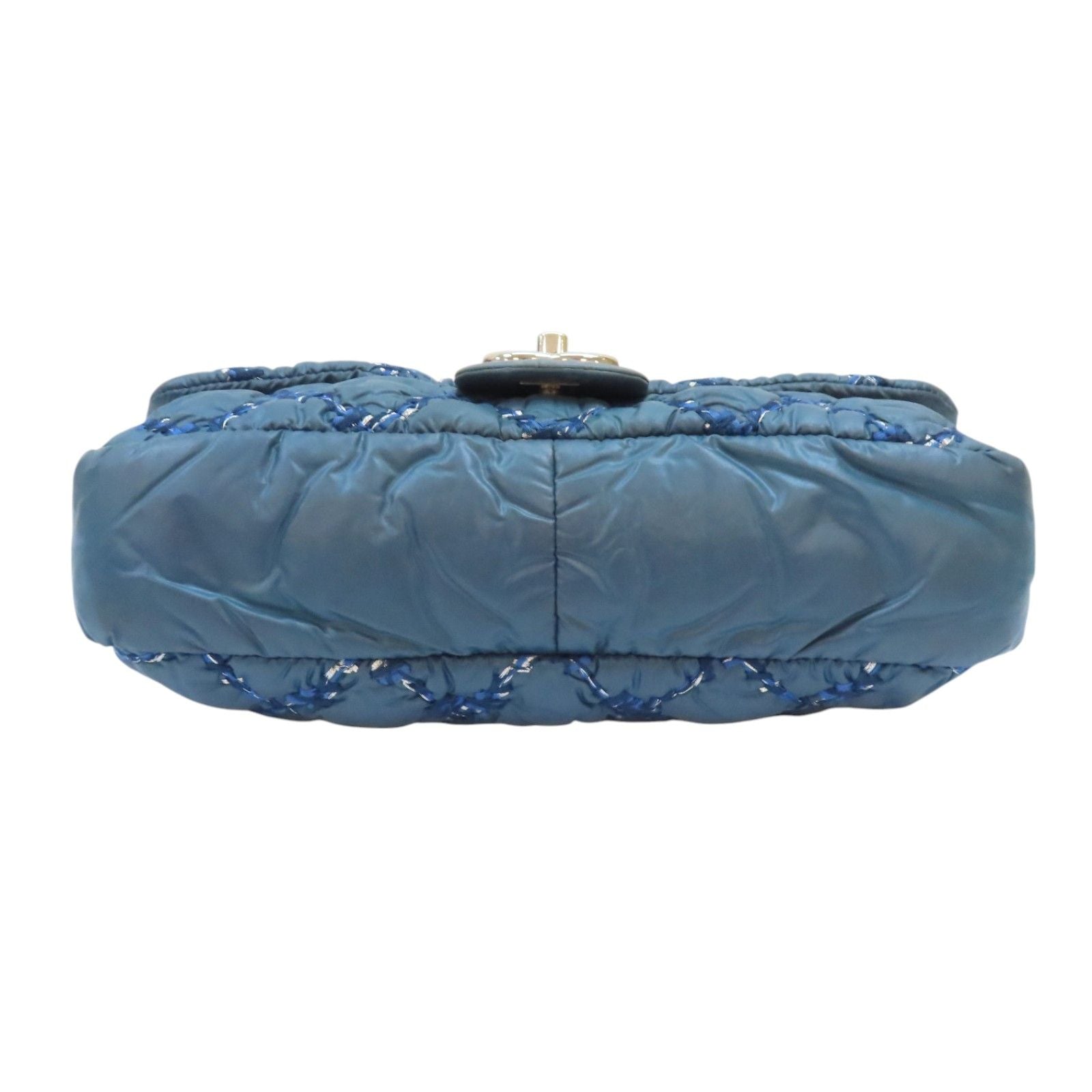 Chanel Matelasse Coco Mark Shoulder Bag Nylon Blue (discoloration)