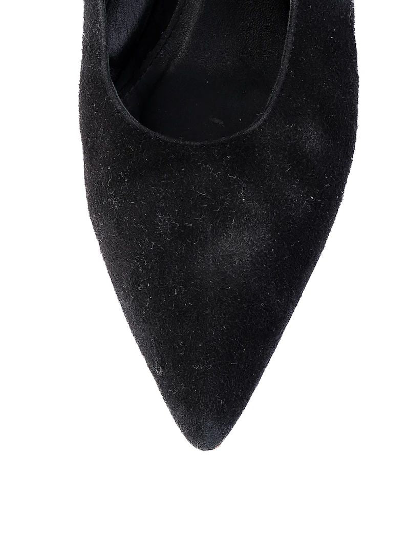 Excellent Uterque Black High-Heeled Mules Size 36 Genuine Suede