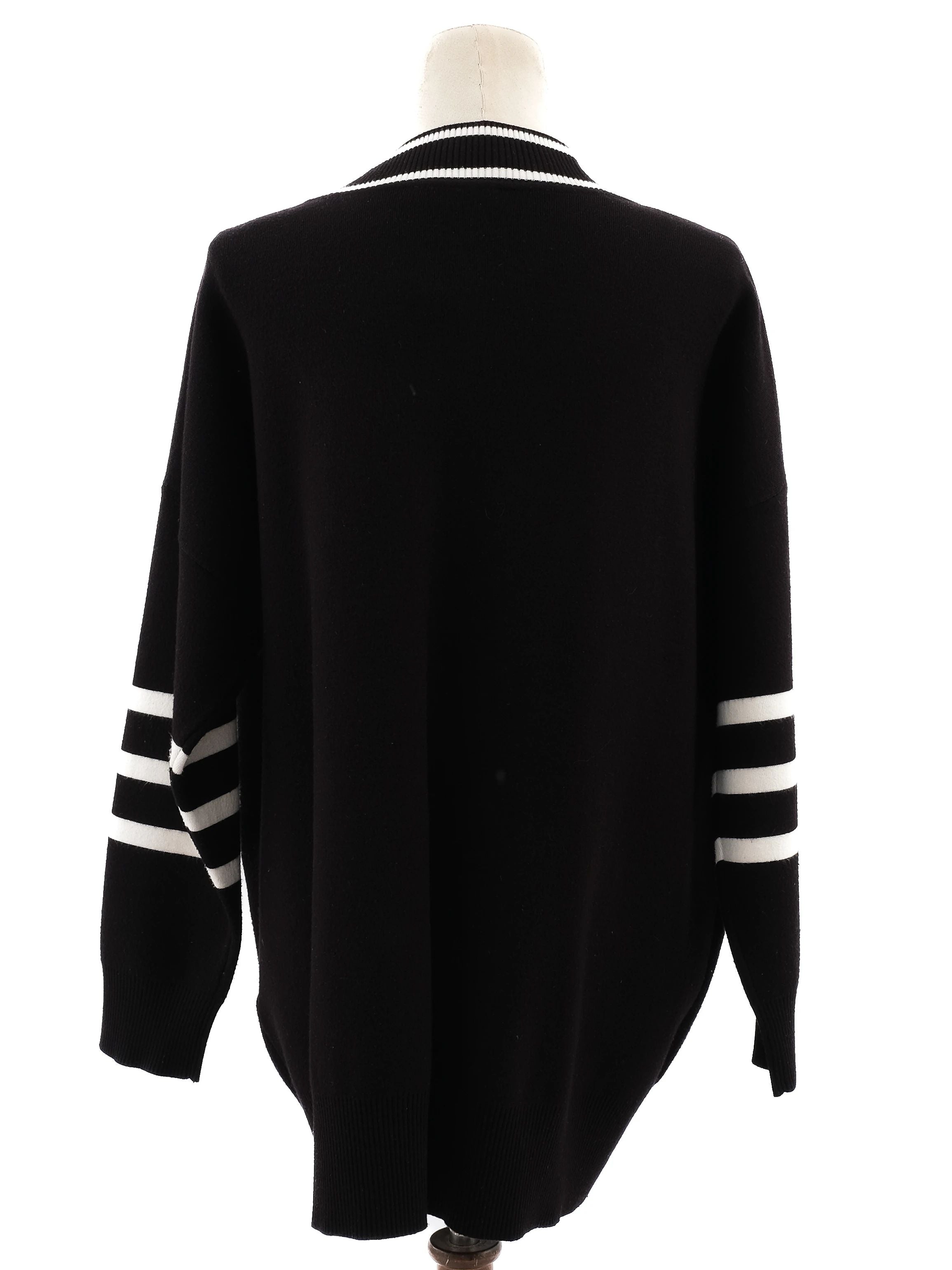 Excellent Sandro Black Cardigan with White Trim Size M