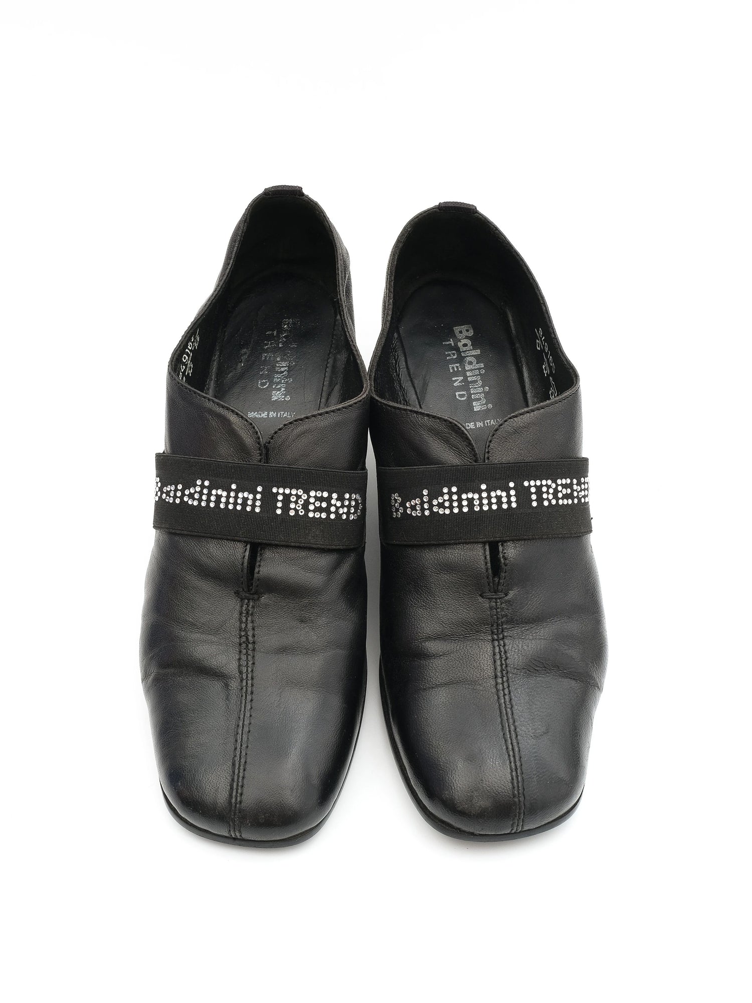 Excellent Baldinini Black Leather Wedge Shoes Size 39 for Women