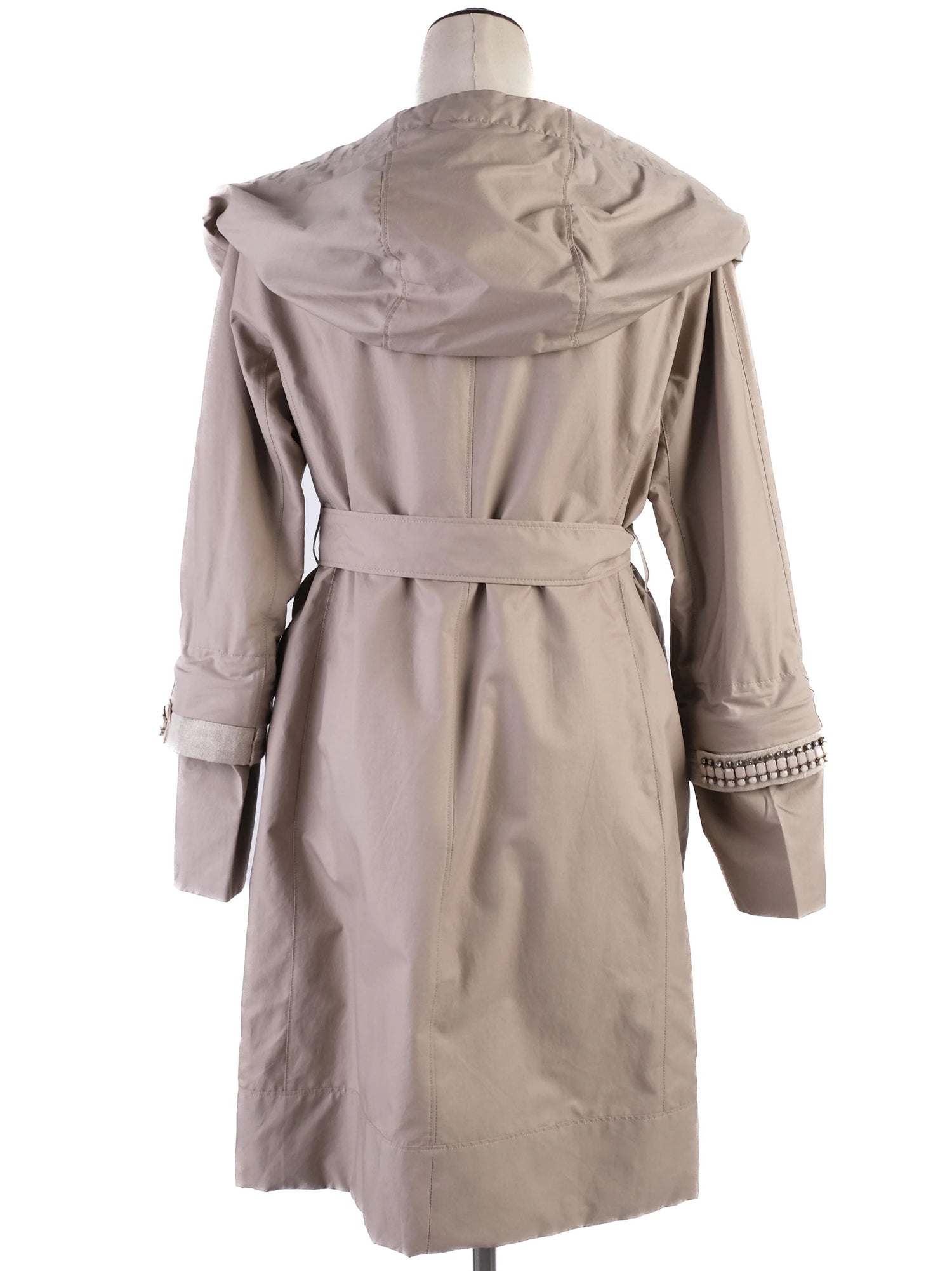 Max Mara Gray Hooded Coat with Waist Belt Size S Excellent Condition