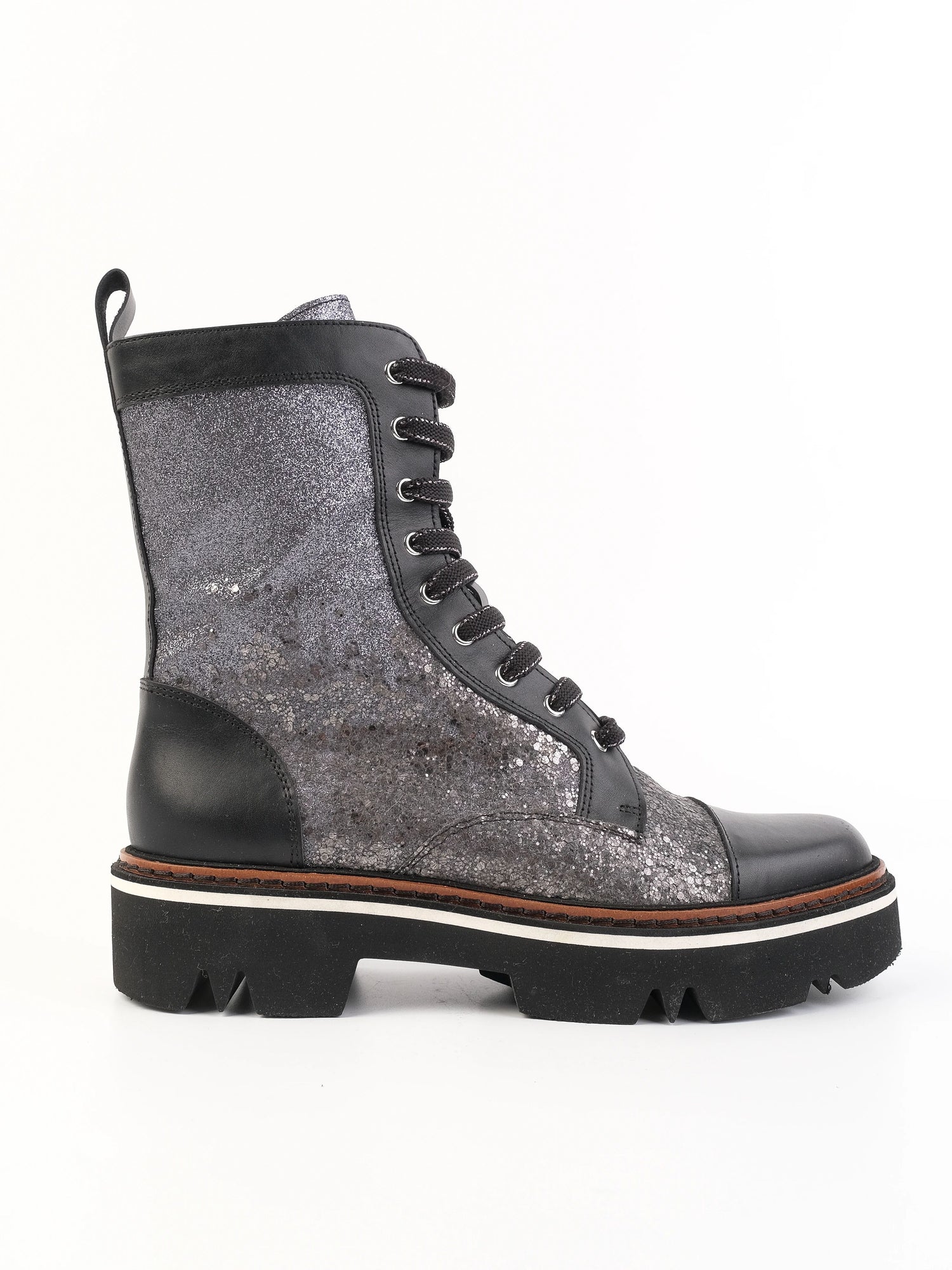 Excellent Pollini Gray Leather Lace-Up Boots Size 39