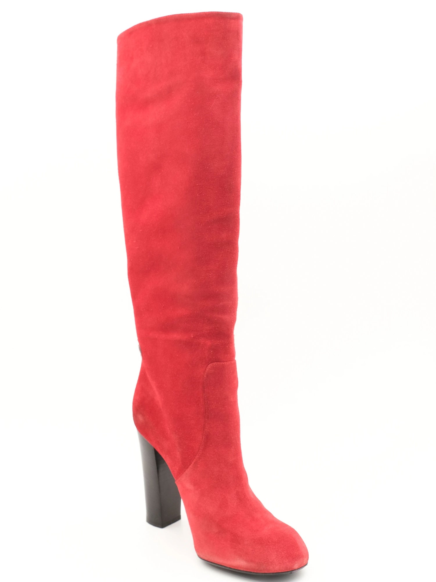 Excellent Sonia Rykiel Red Leather High-Heeled Knee Boots Size 39