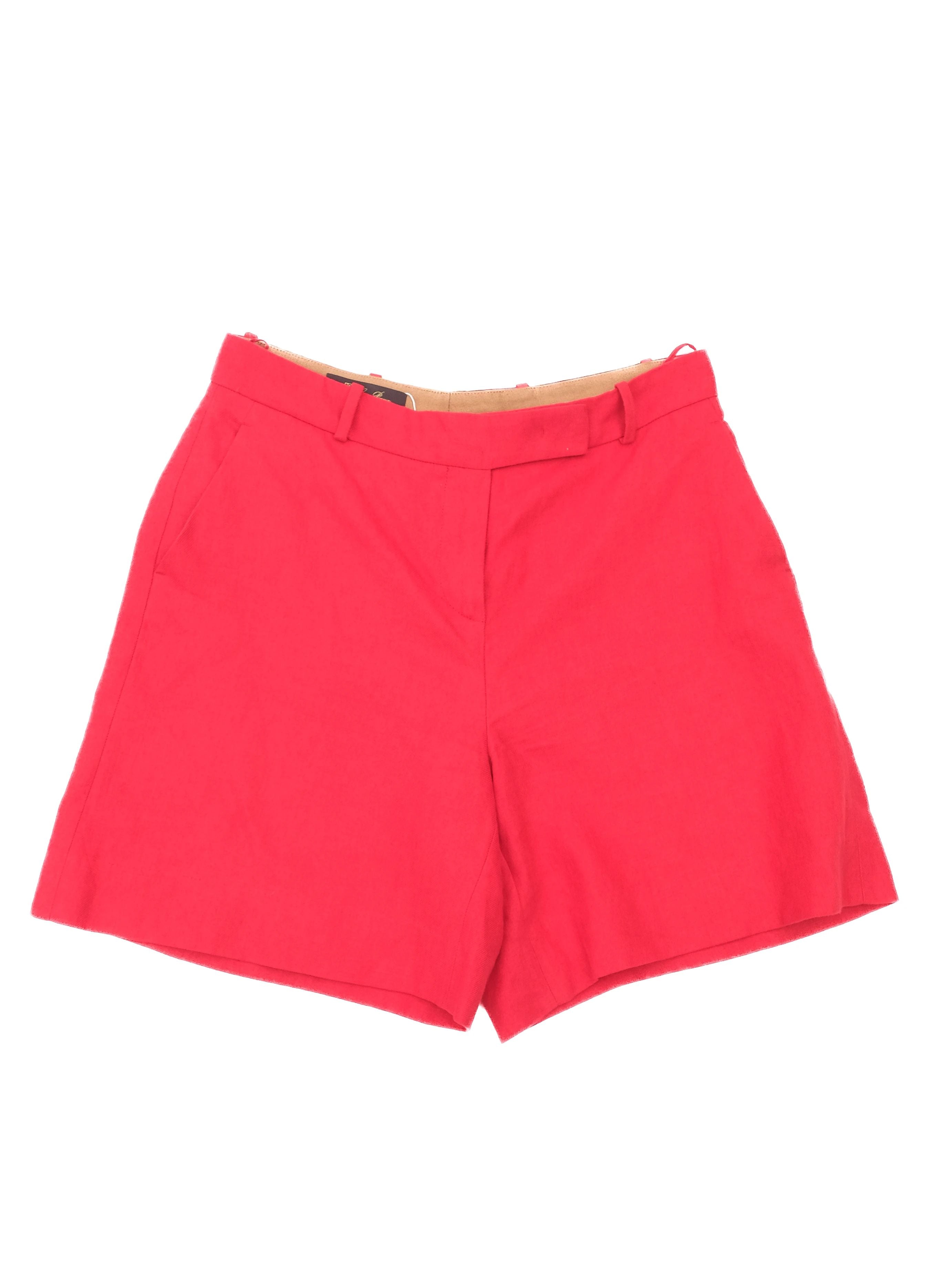 Excellent Loro Piana Red Linen WomenÕs Shorts Size 40 Made in Italy