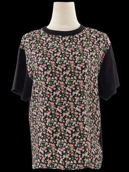 Excellent Moncler Black Floral Pattern T-Shirt Size M Women