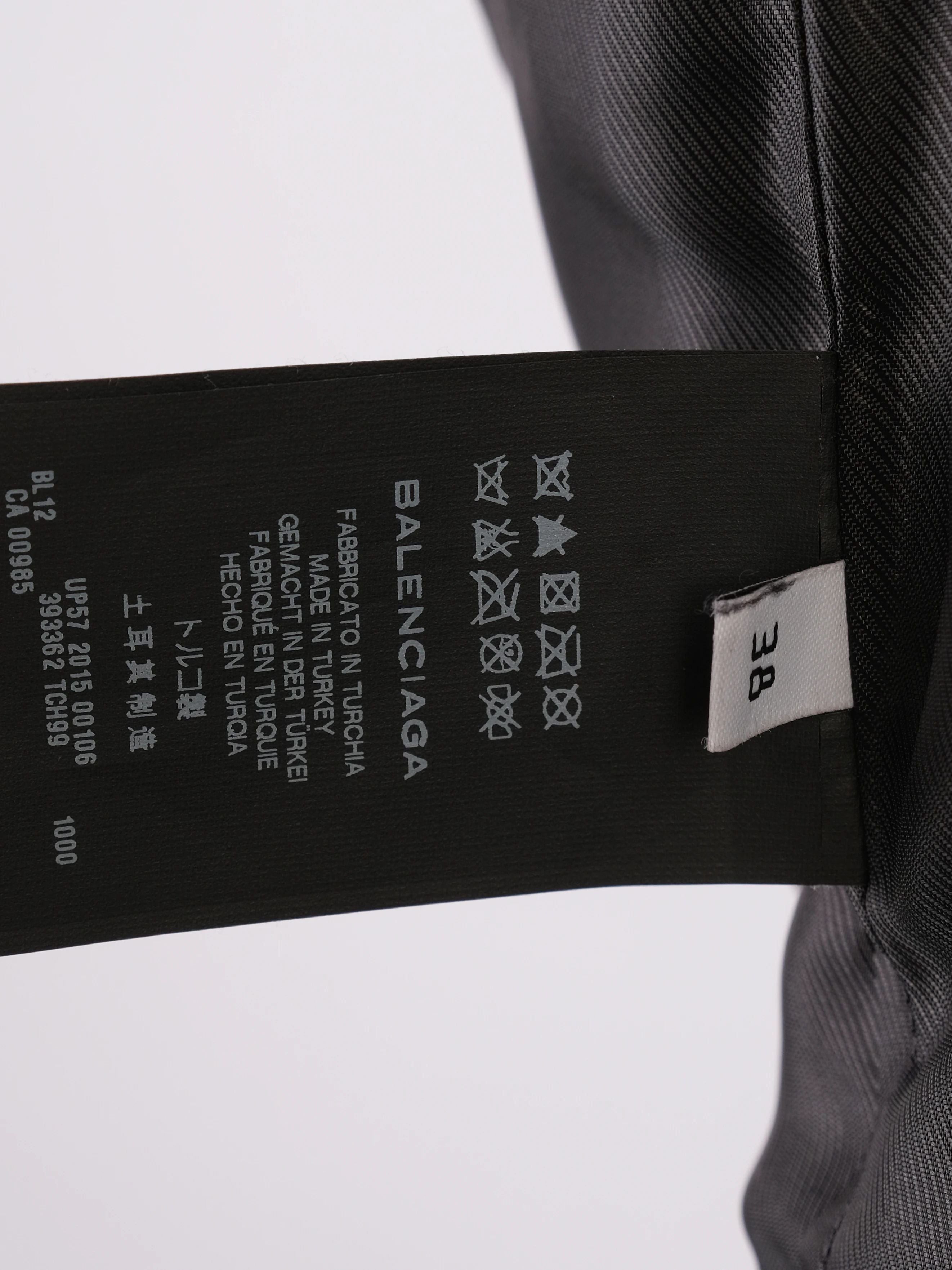 Excellent Balenciaga Black Leather Jacket with Shearling Collar, Size S