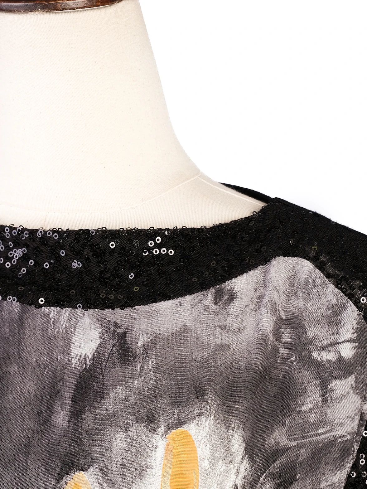 NEW Tsumori Chisato Abstract Silk Dress Size L with Sequins