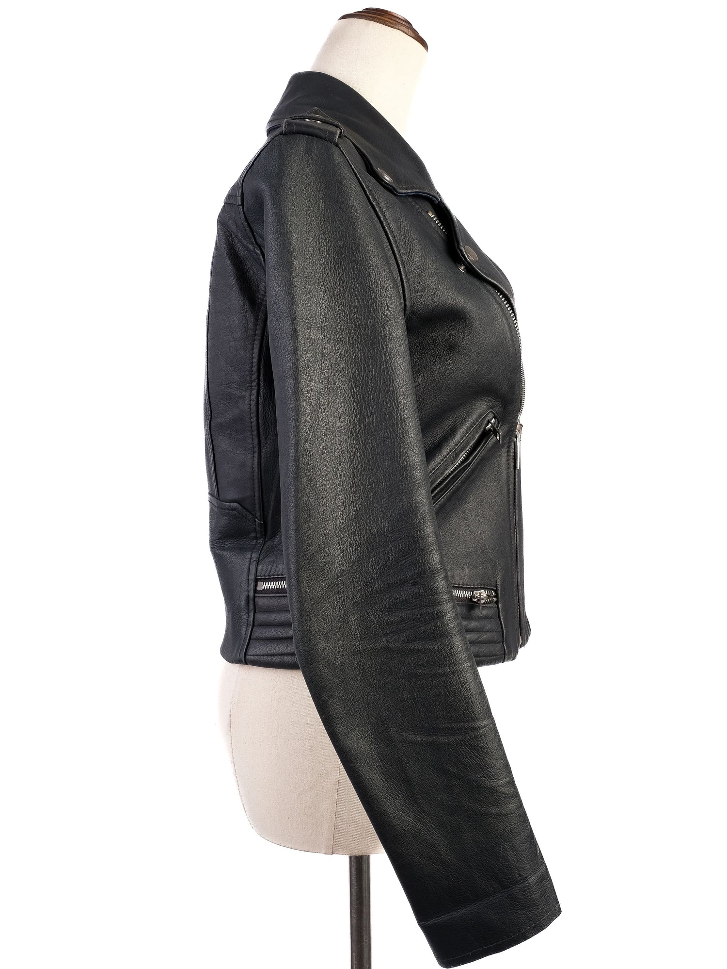 Good Maje Black Leather Biker Jacket Size M