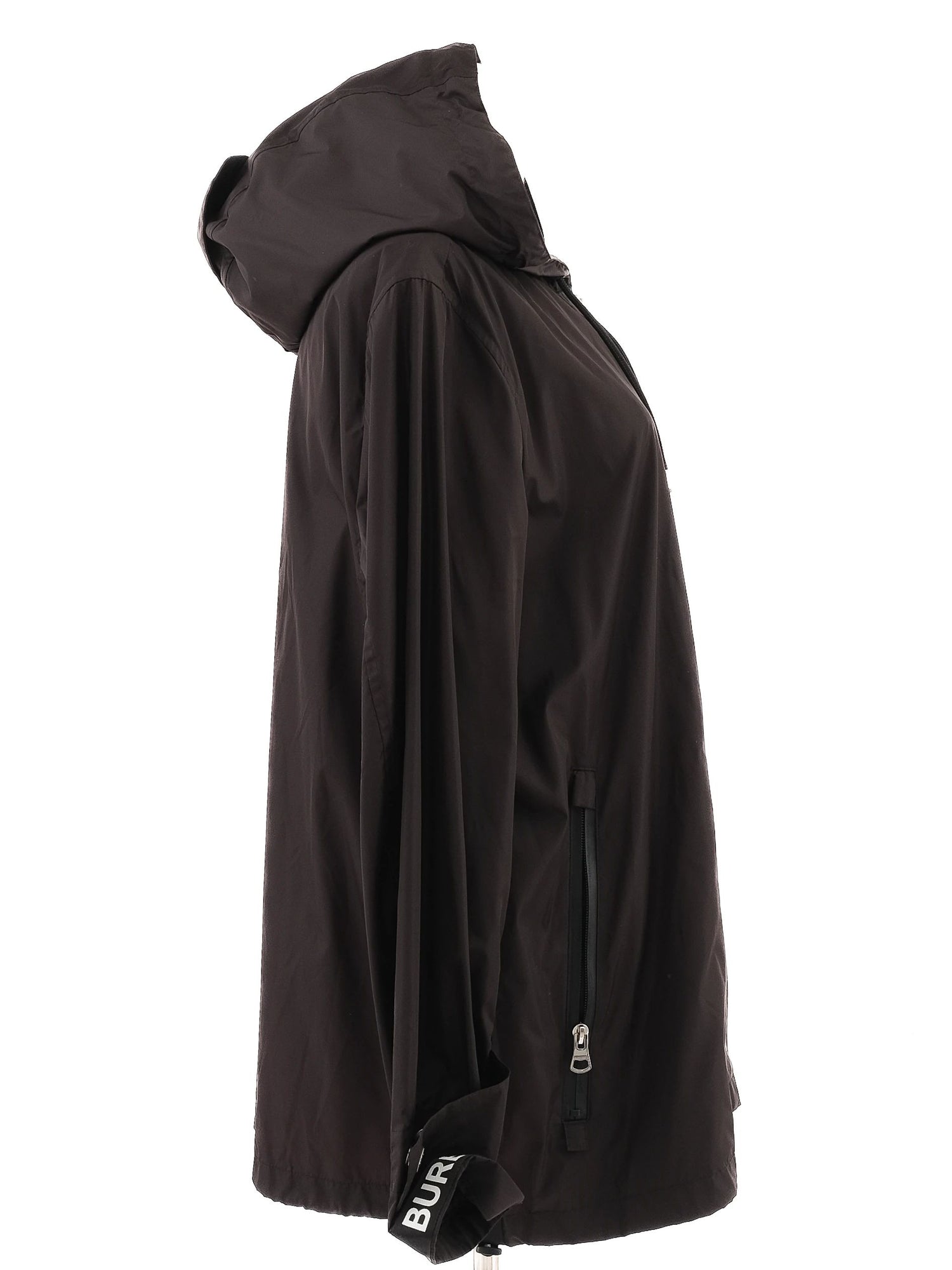 Excellent Burberry Black Hooded Jacket Size XL Nylon Women