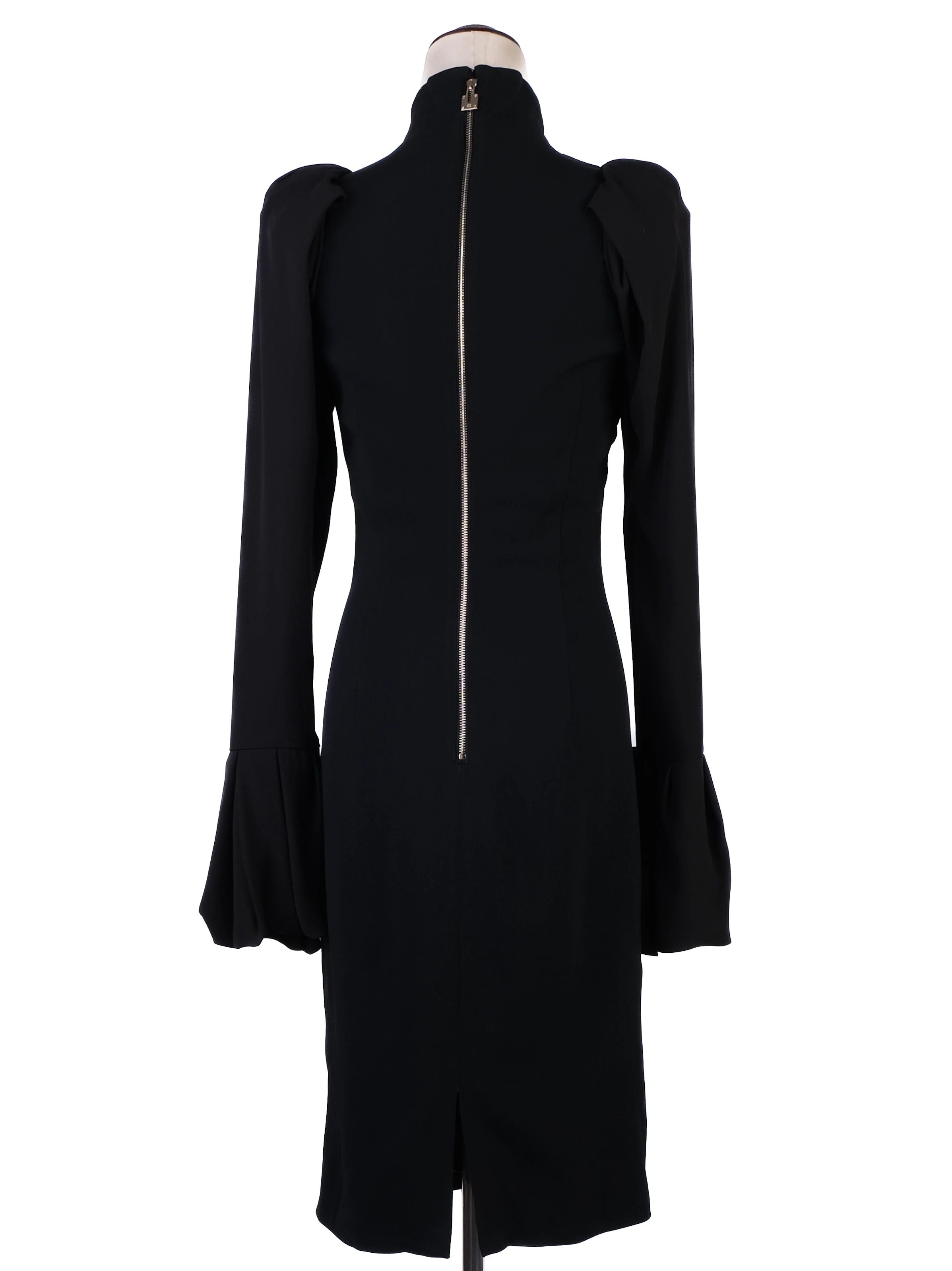 Excellent Elisabetta Franchi Black Long Sleeve Dress High Collar